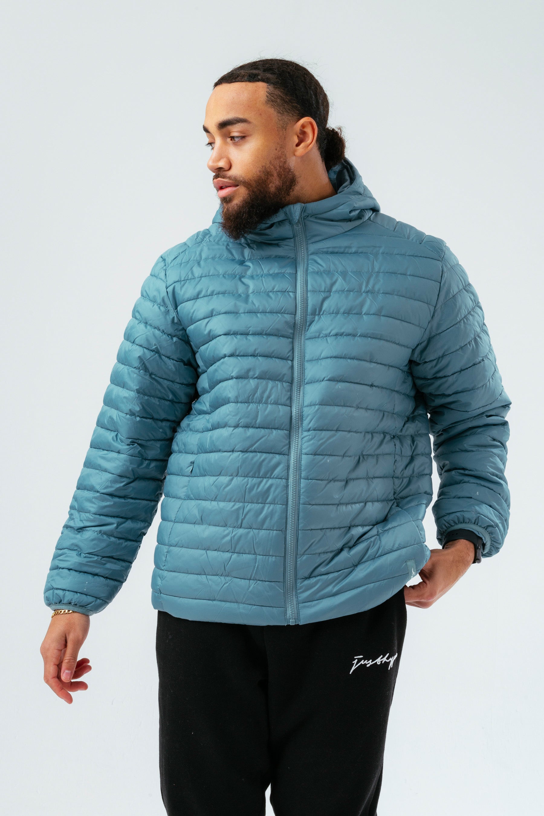 hype blue men’s puffer jacket