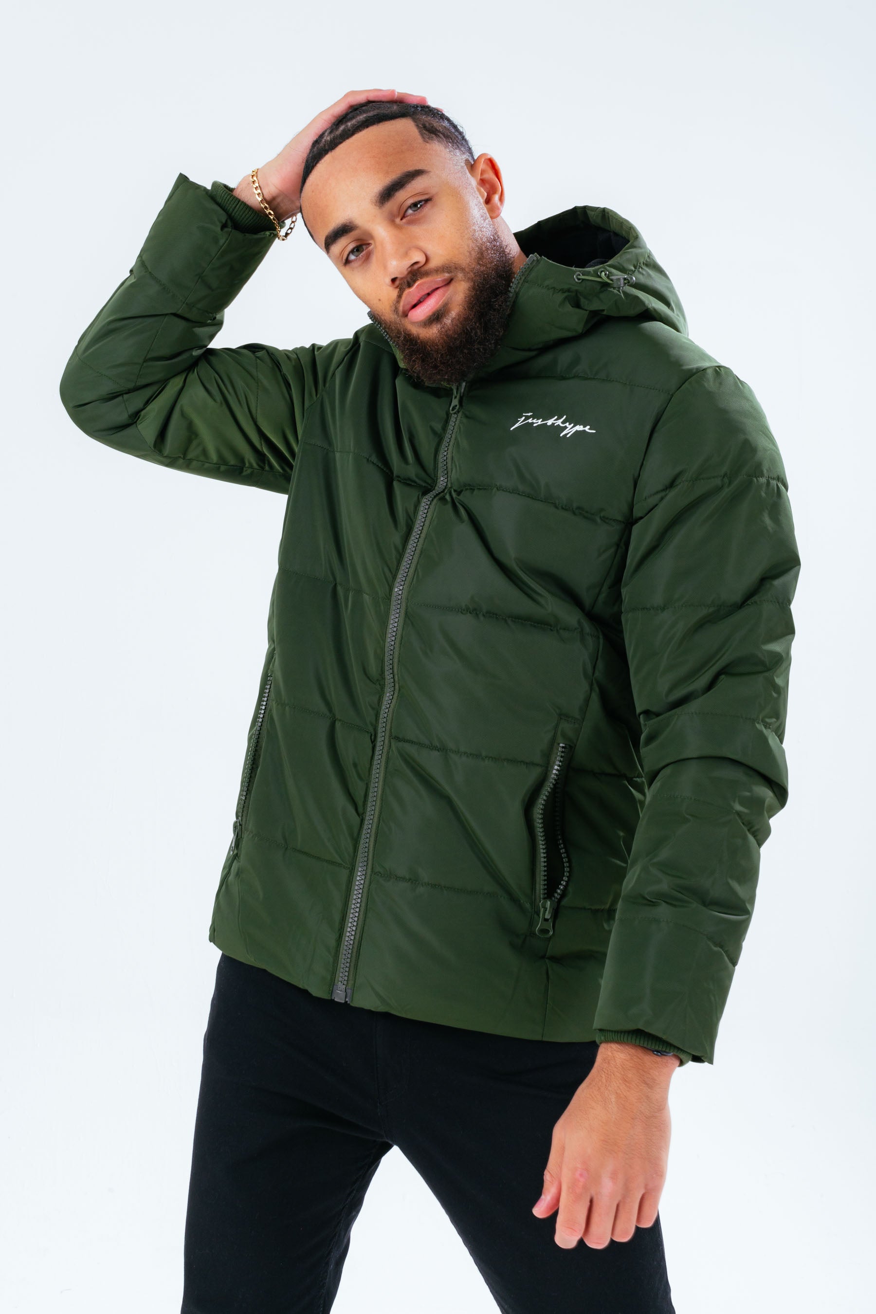 hype green luxe padded men’s jacket