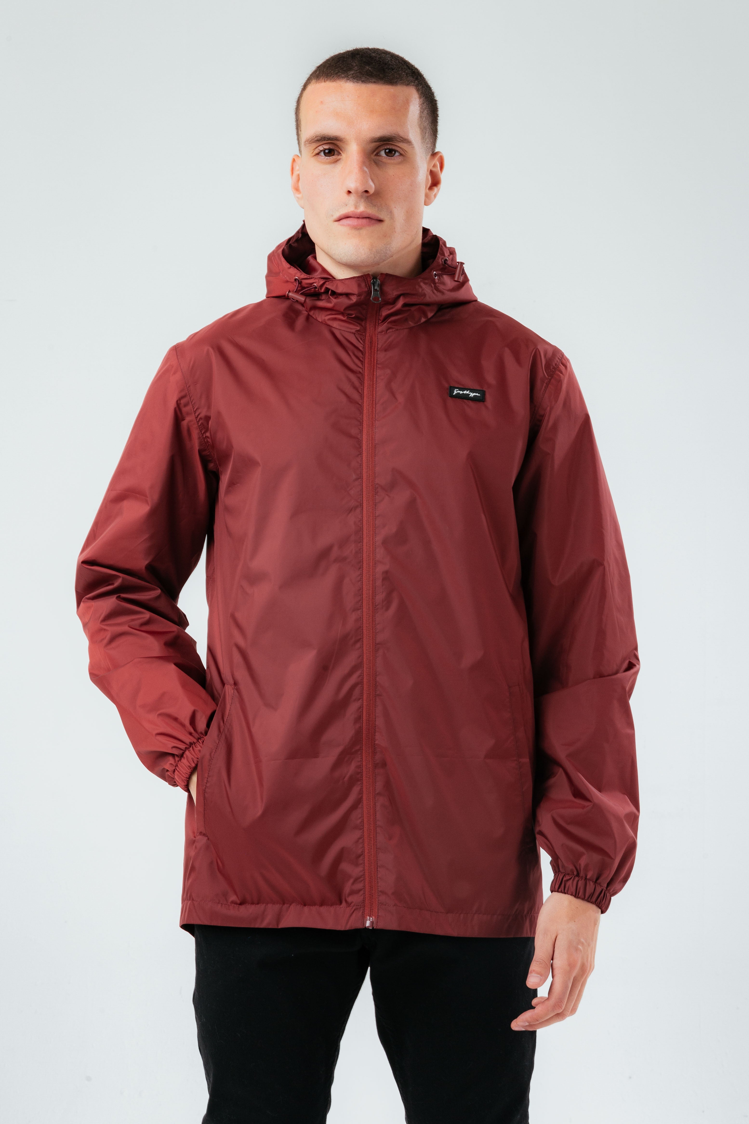 hype burgundy showerproof style men’s jacket