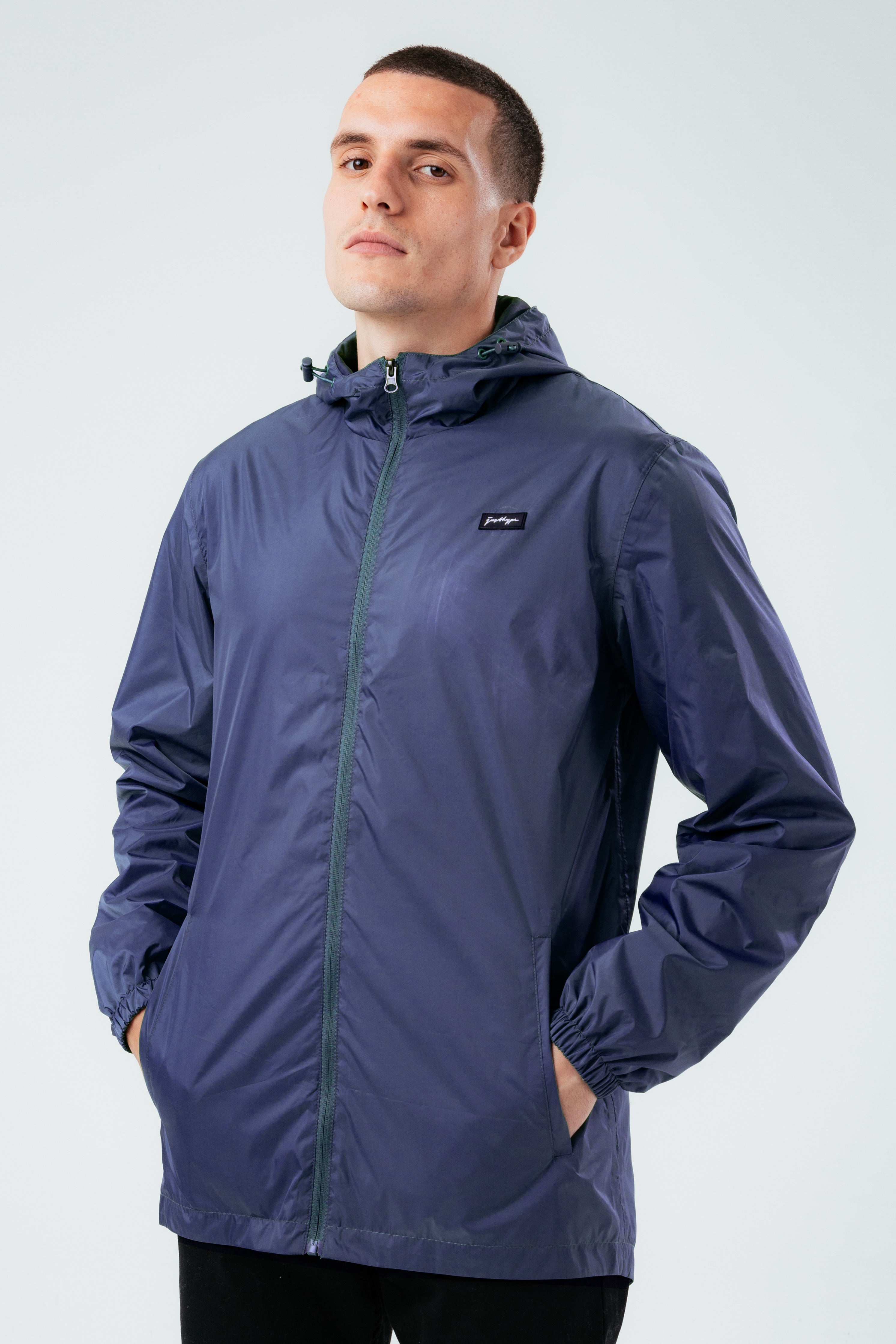 hype navy showerproof style men’s jacket