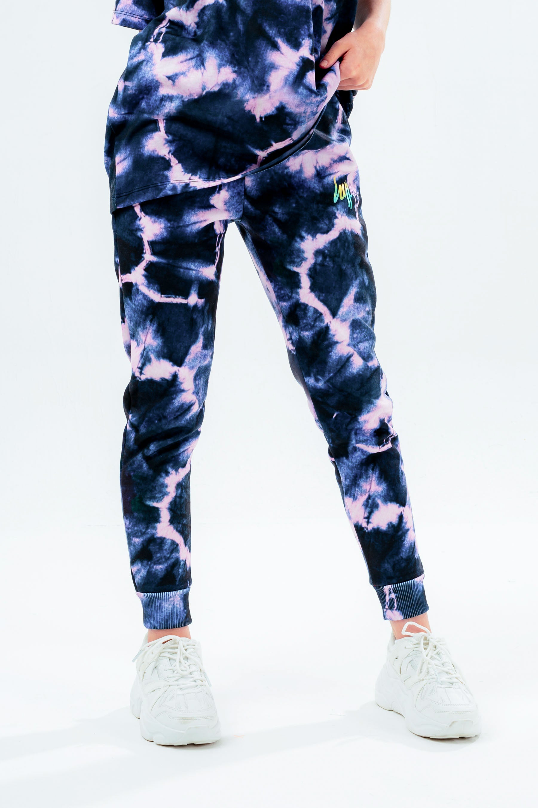 hype black pink tie dye girls joggers