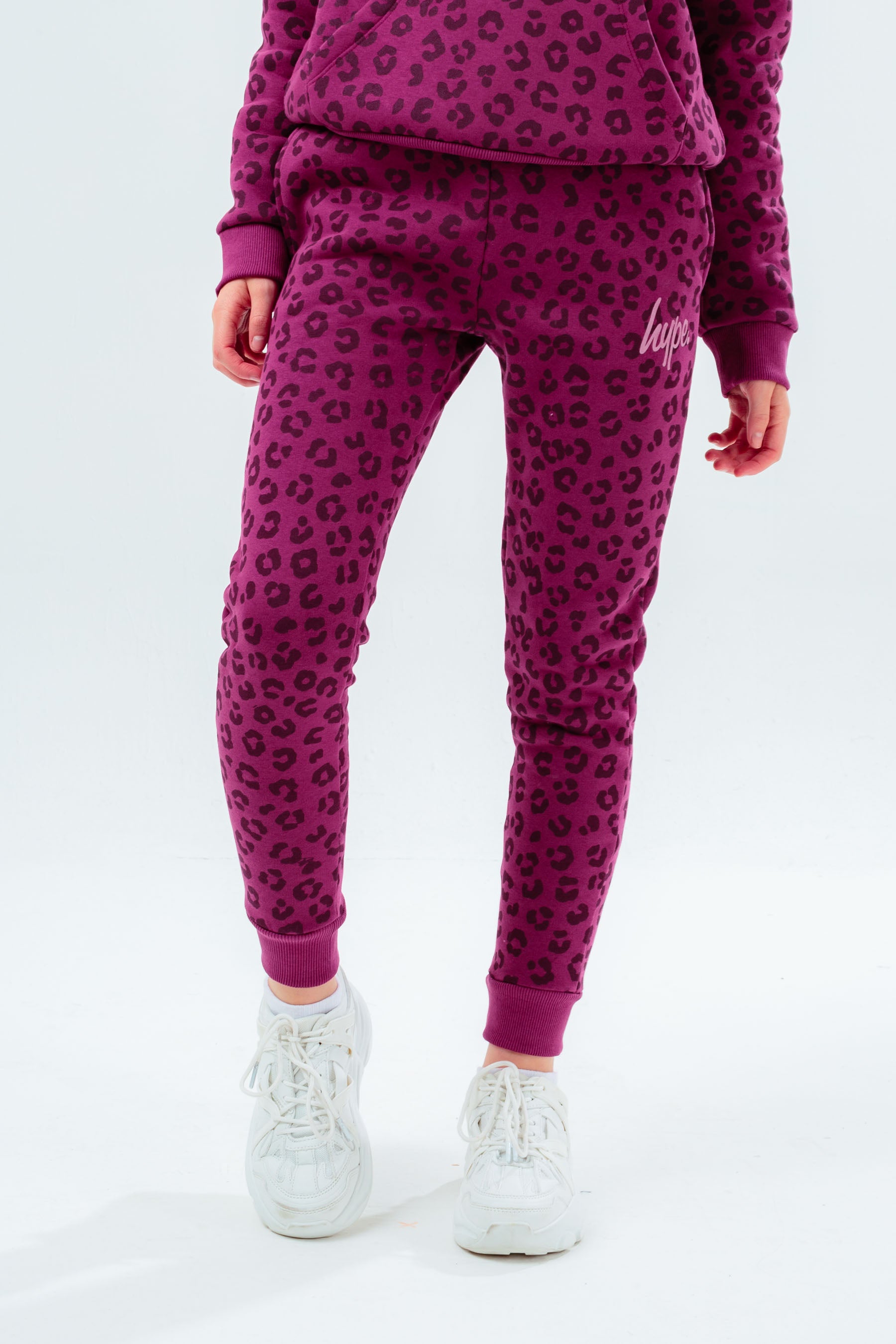 hype purple leopard girls joggers