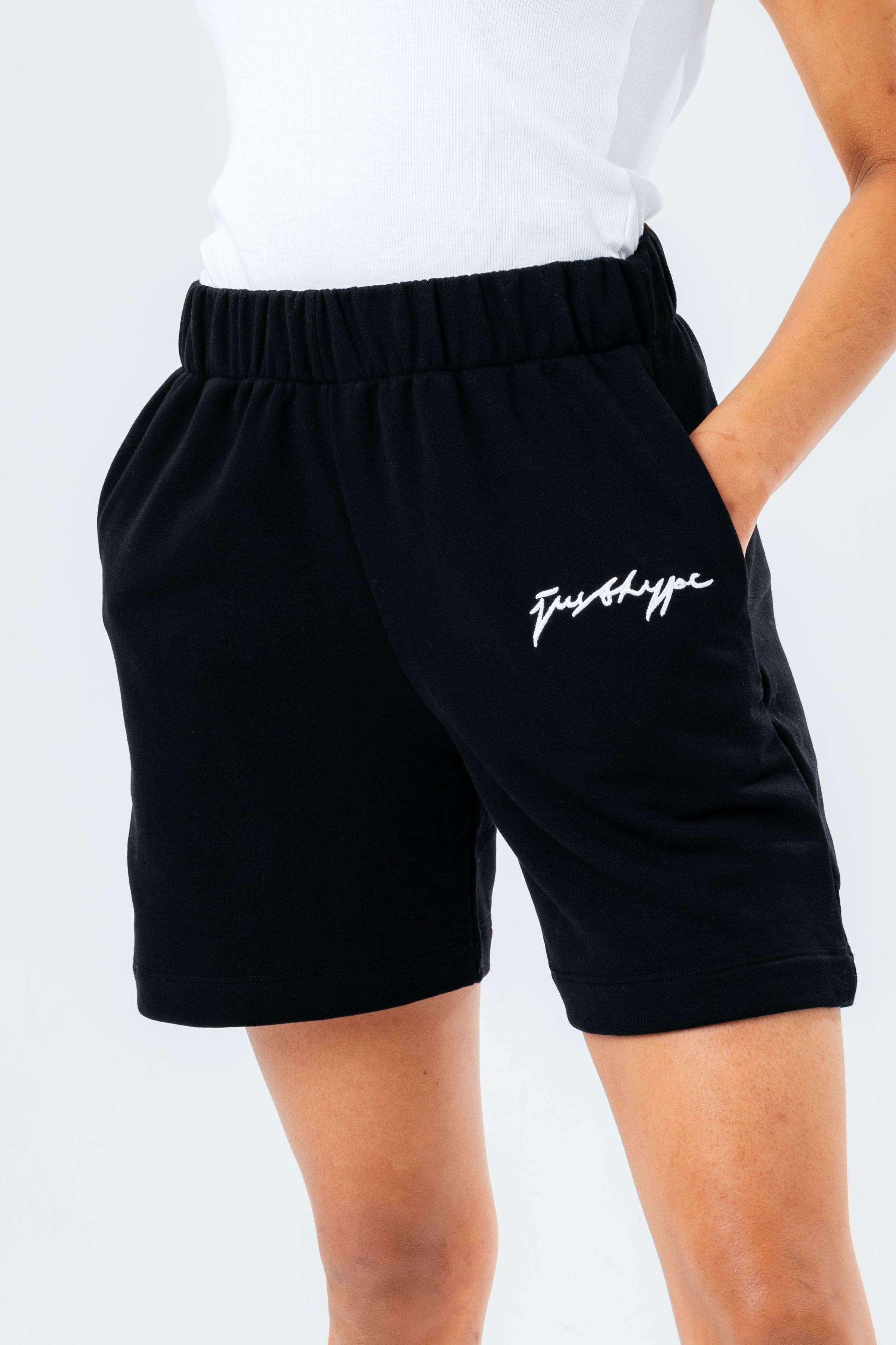 hype womens black reverse loop back shorts