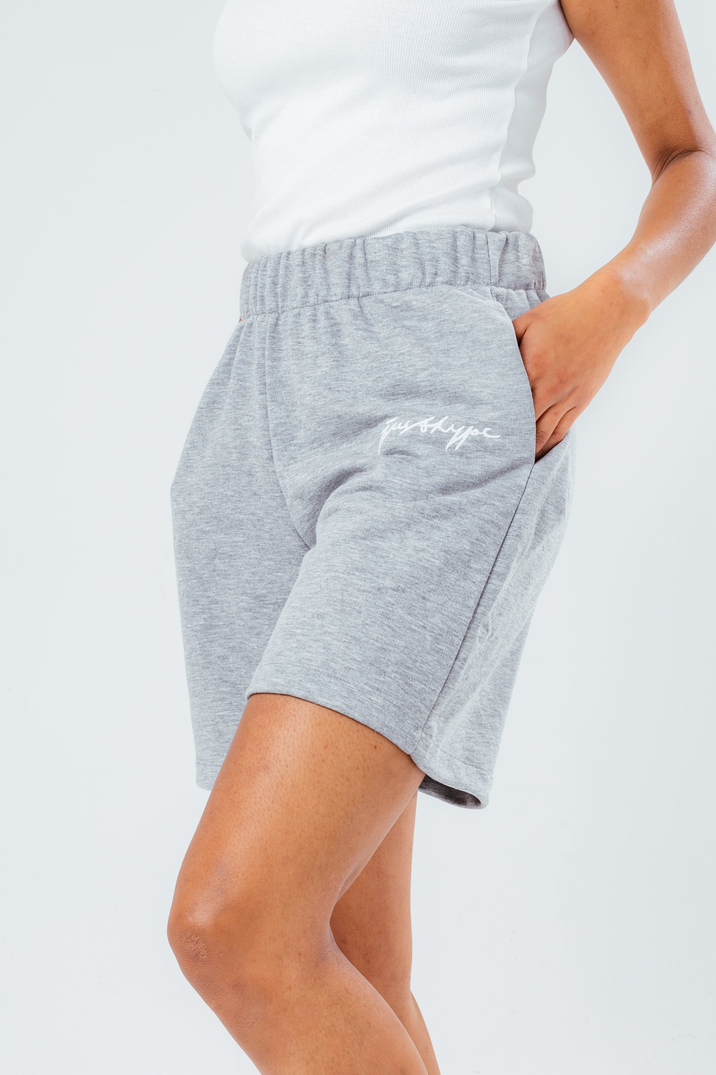 hype womens grey reverse loop back shorts