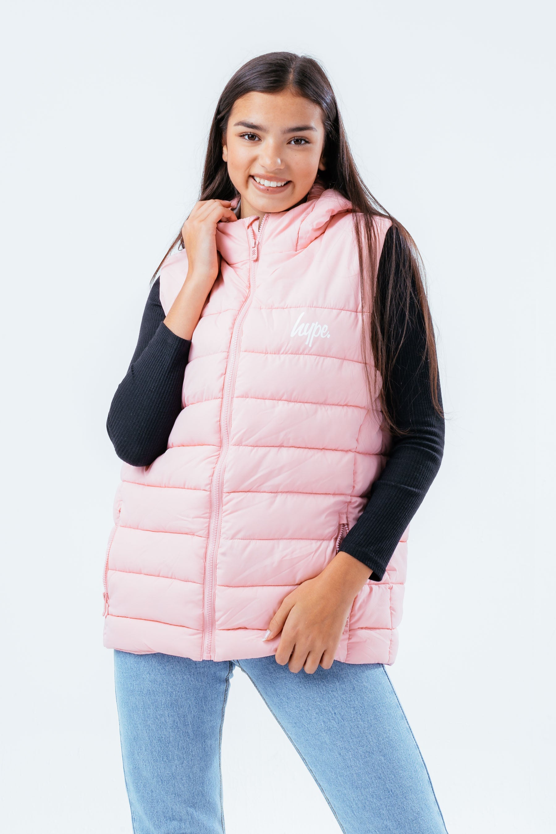 hype pink girls gilet