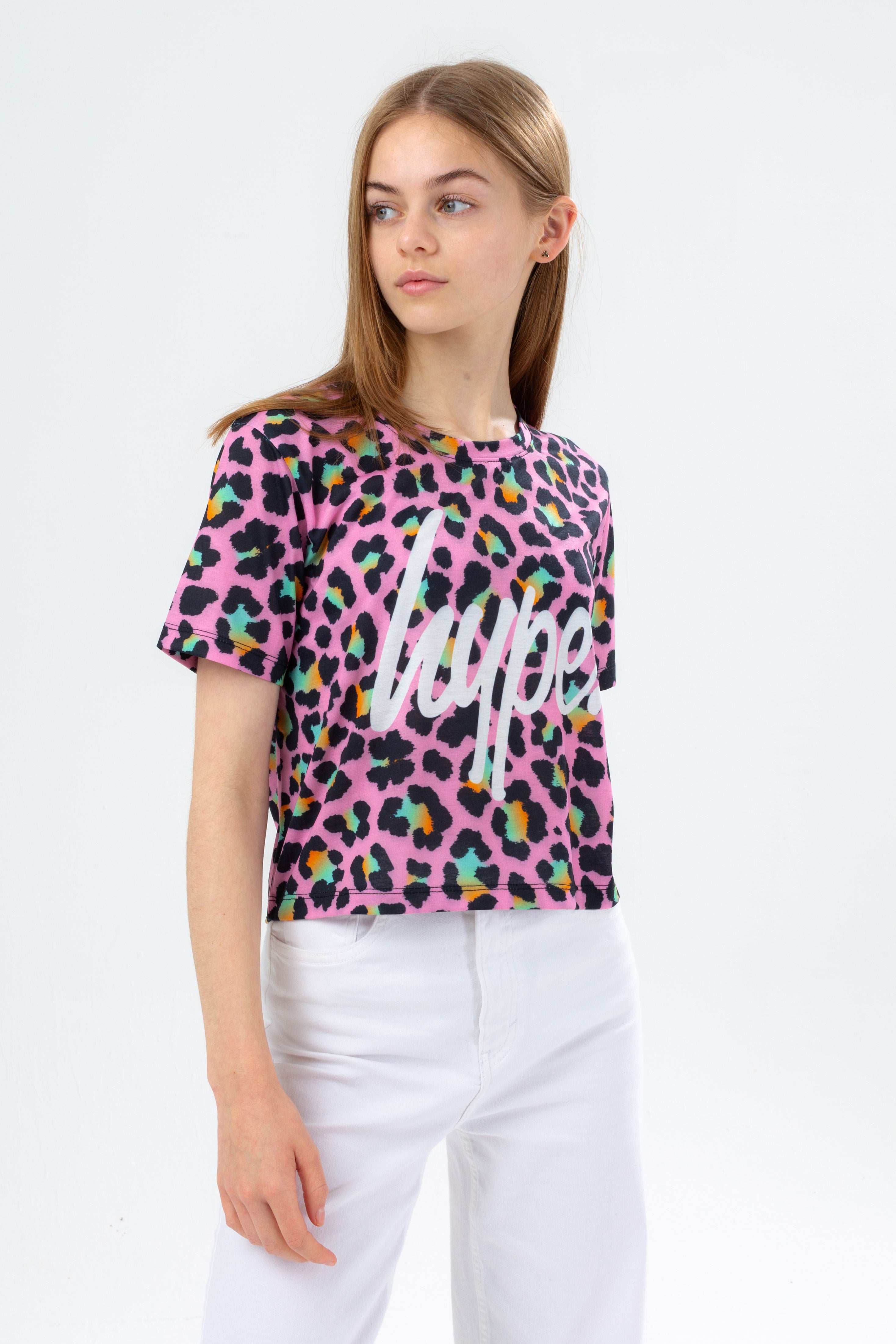 hype disco leopard girls crop t-shirt