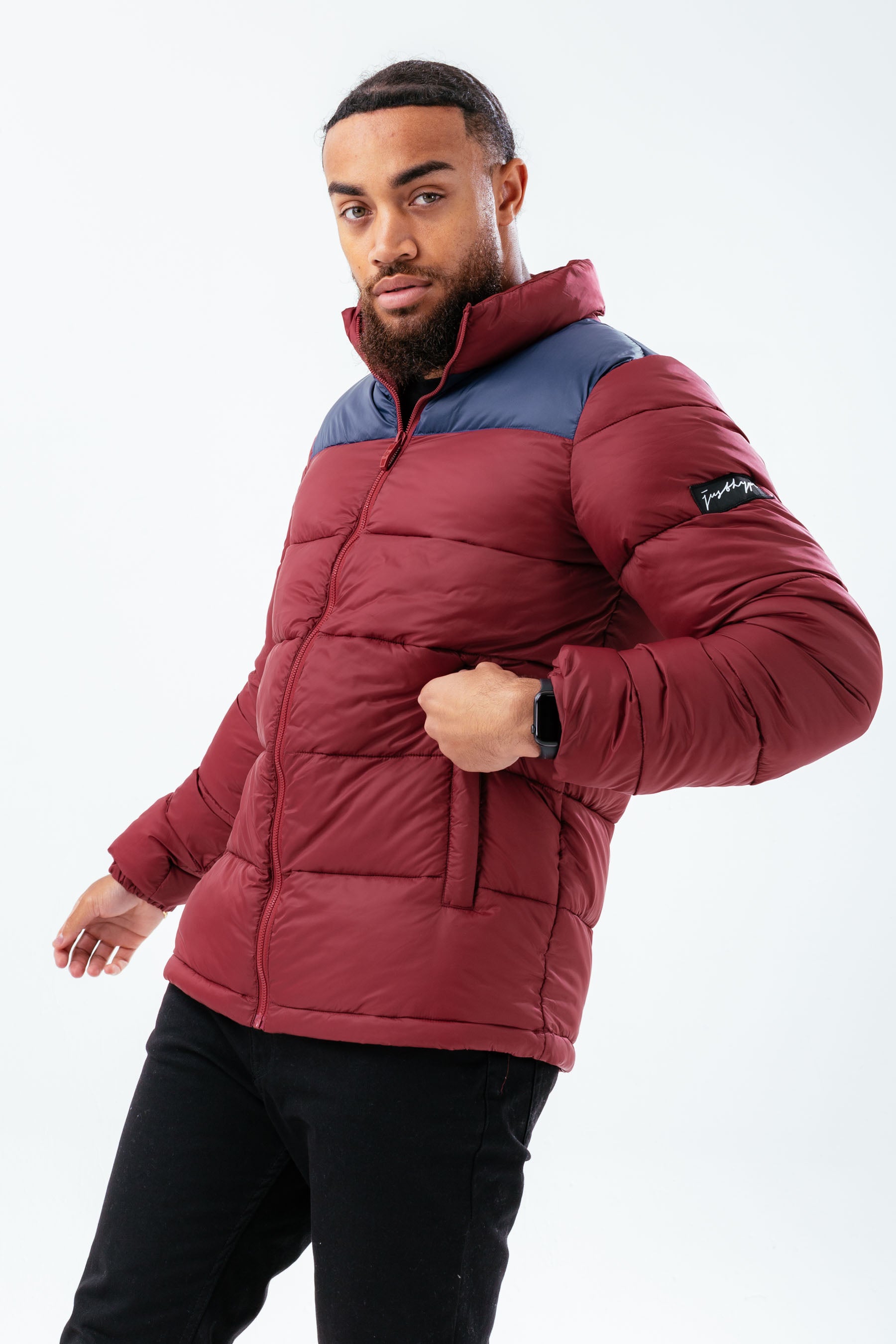 hype deep filled burgundy puffer adult jacket