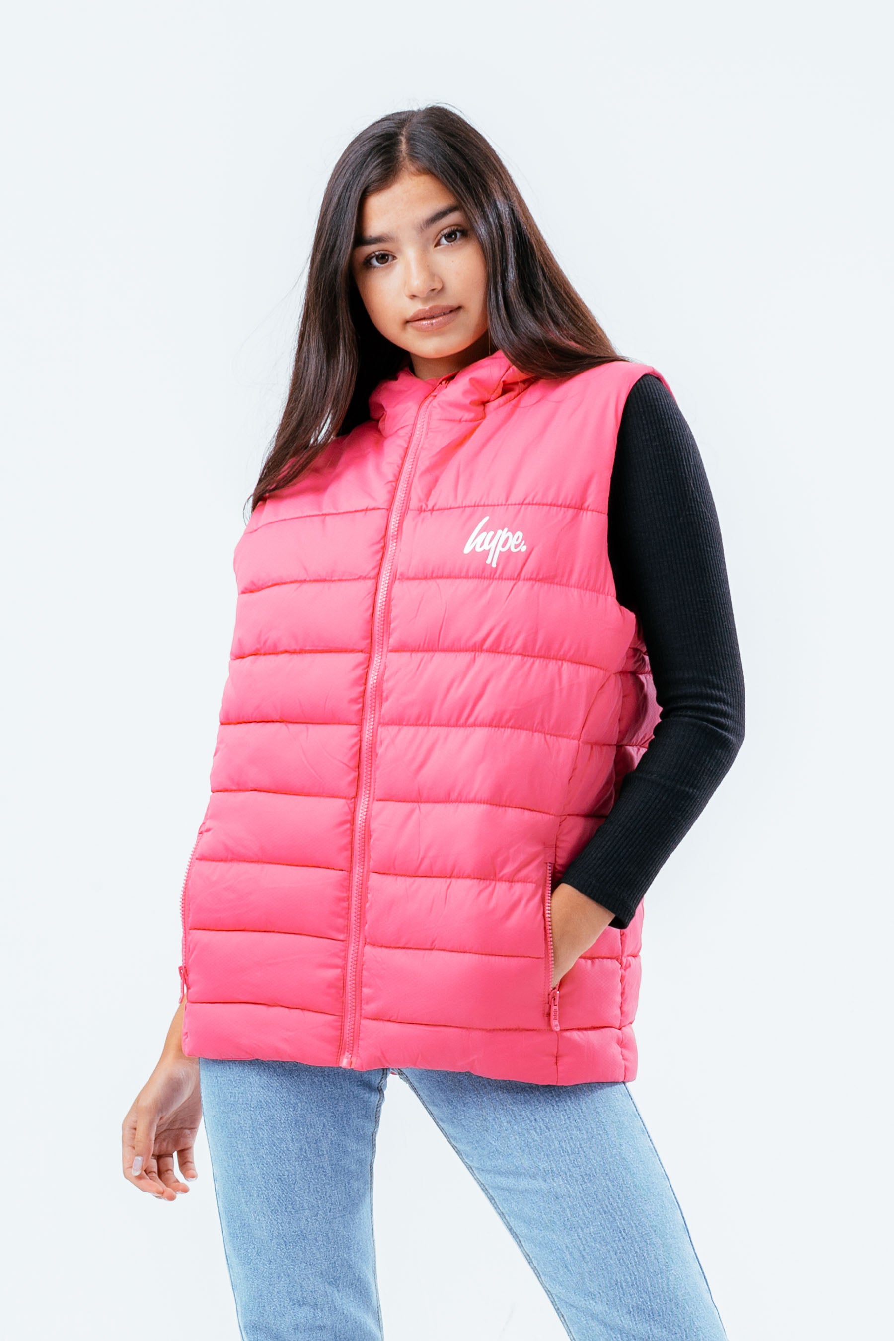 hype hot pink girls gilet