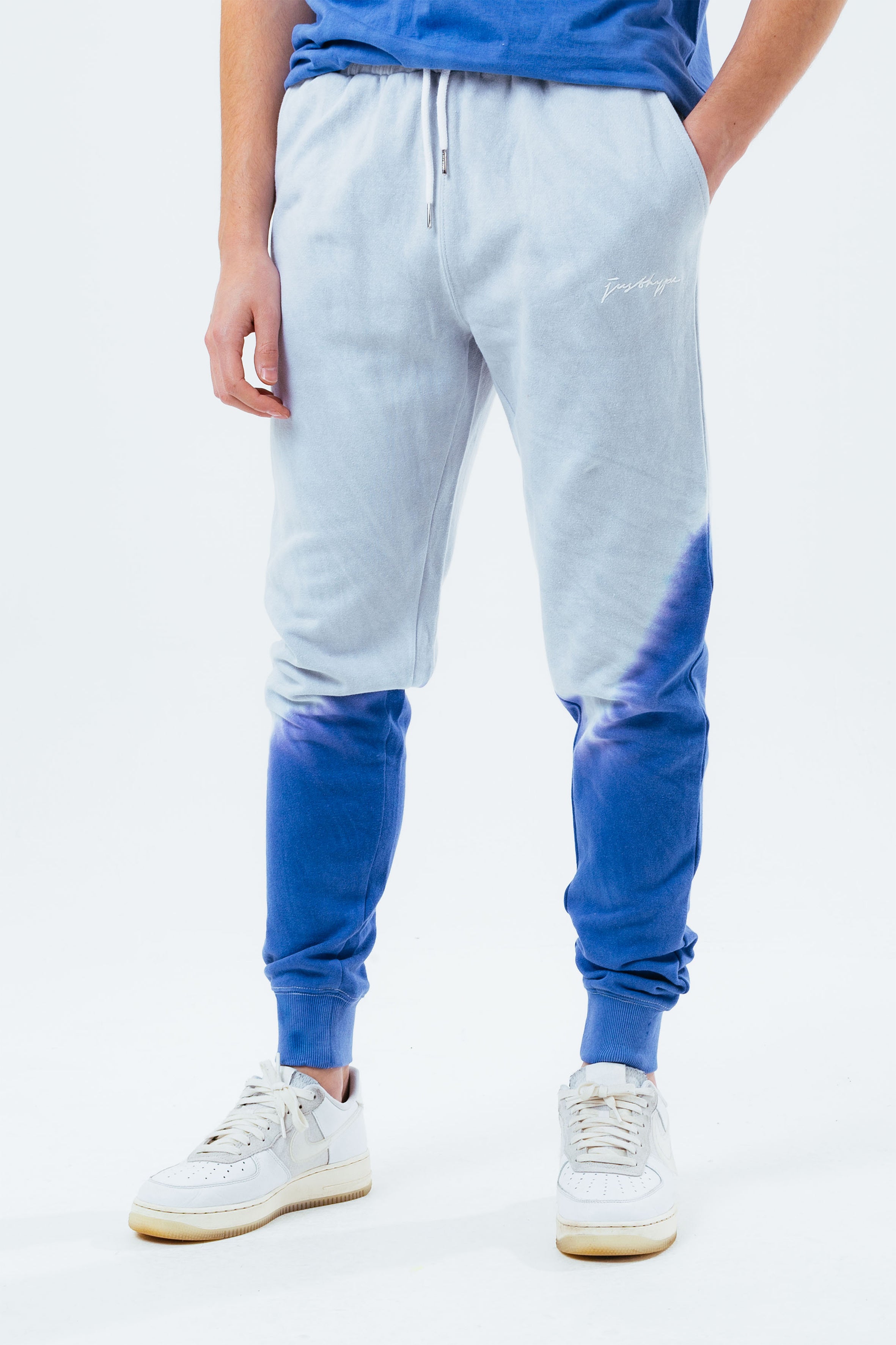 hype grey navy tie dye scribble logo men’s joggers