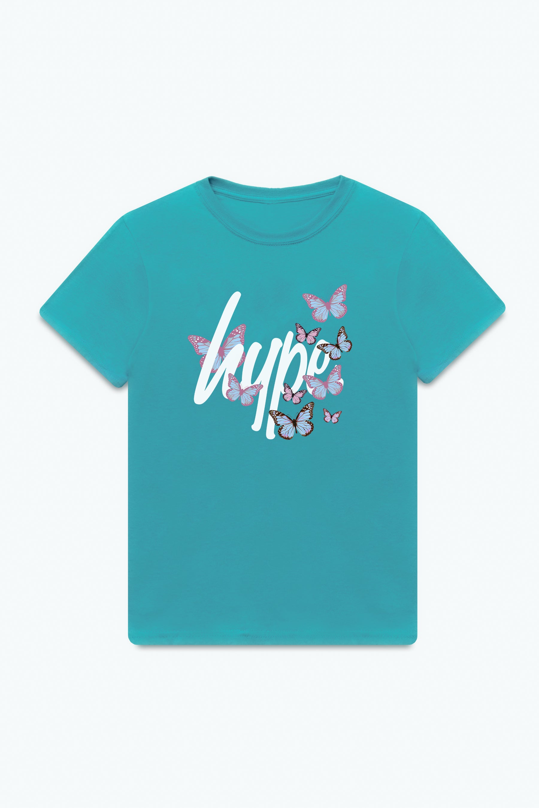 hype kids teal butterfly script t-shirt