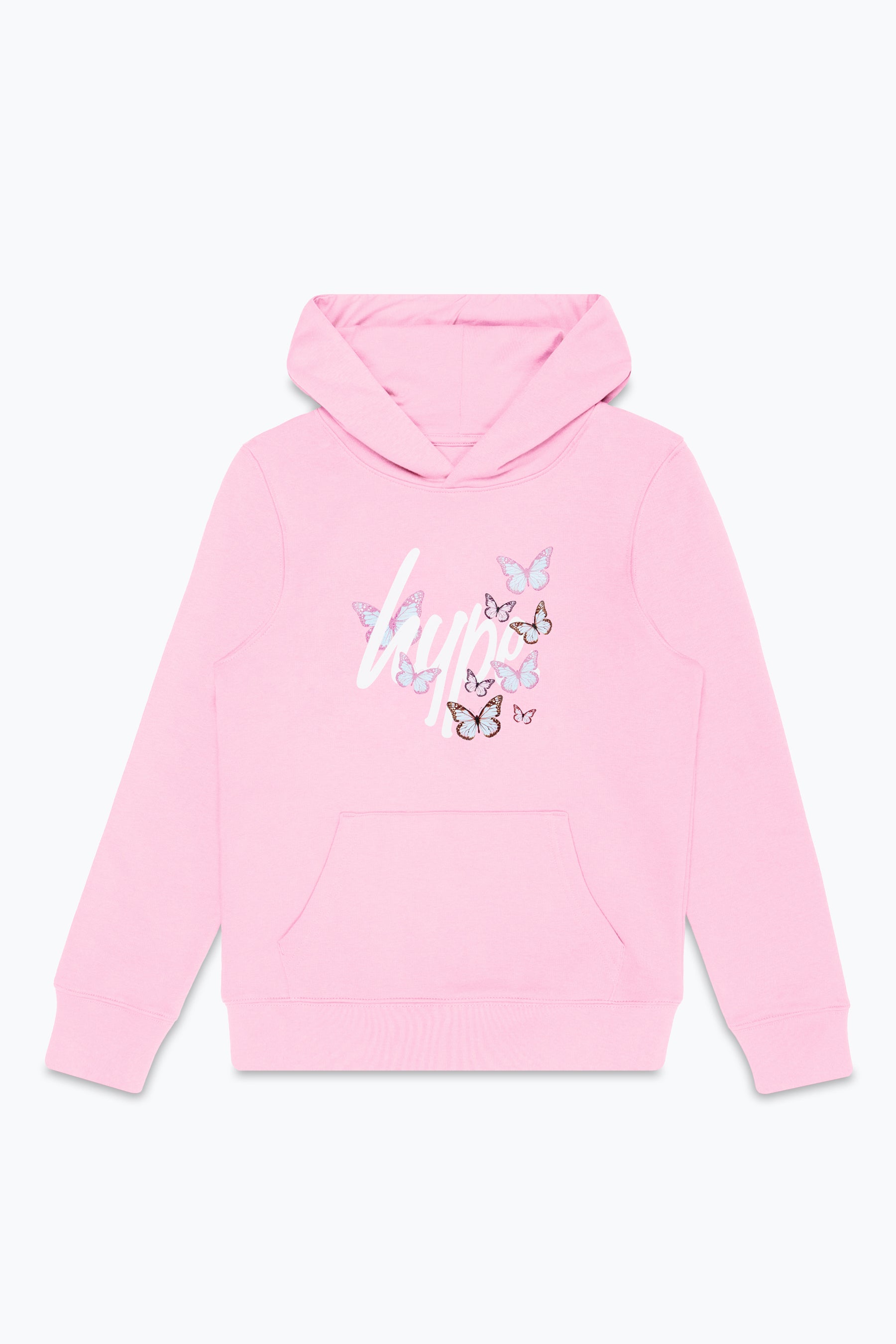 hype kids pink butterfly script hoodie