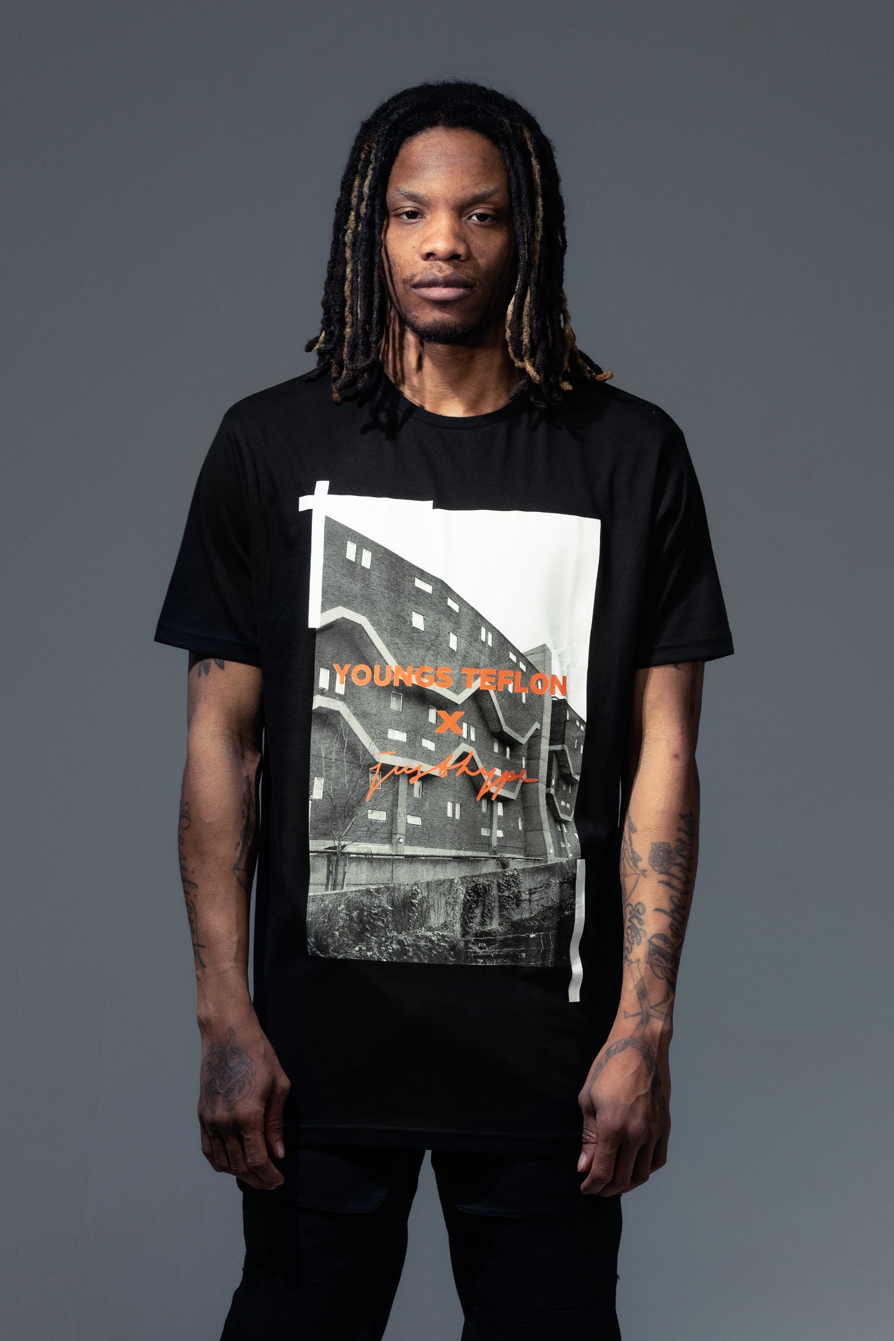 hype x youngs teflon black oversized mens t-shirt