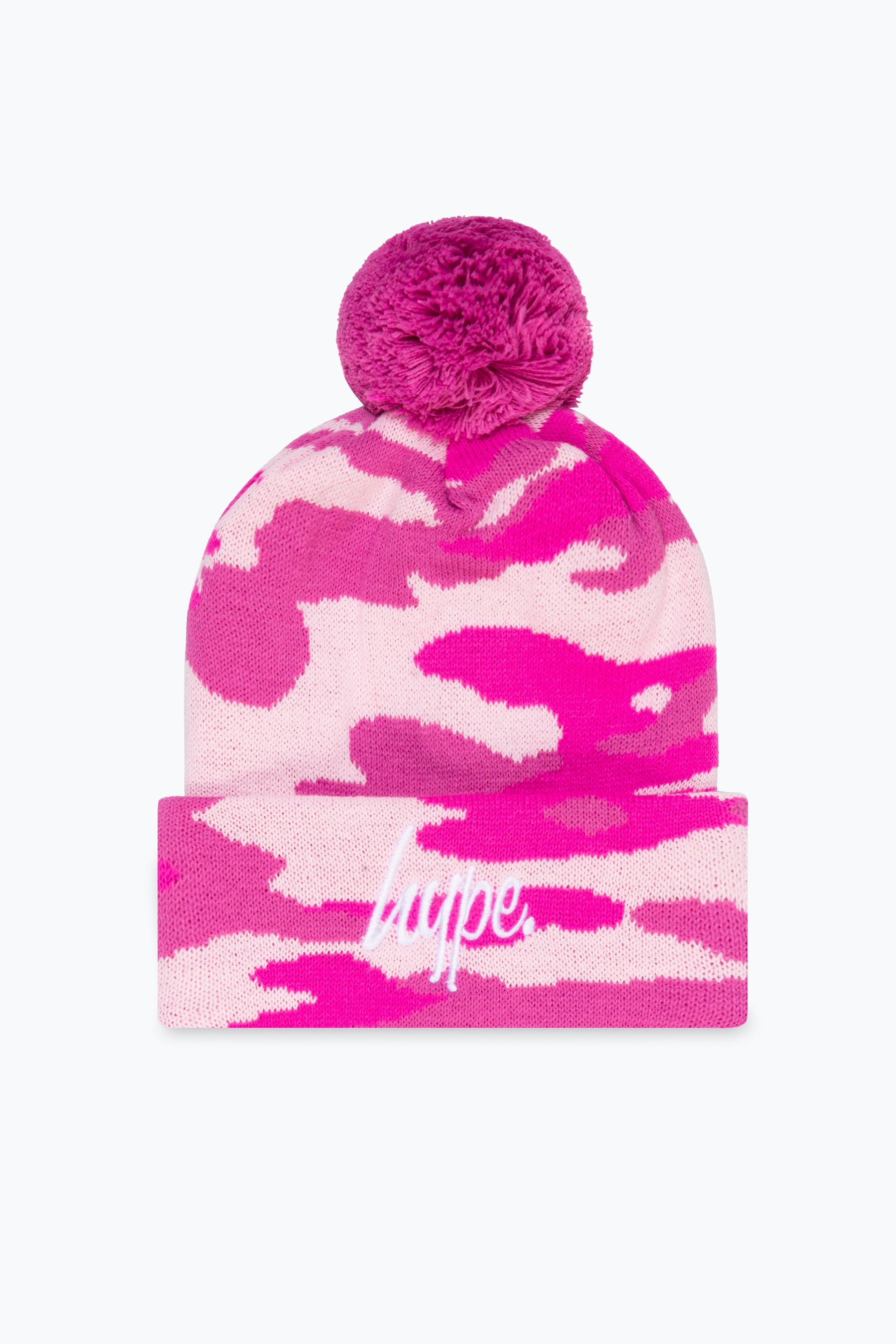 hype pink camo knitted beanie