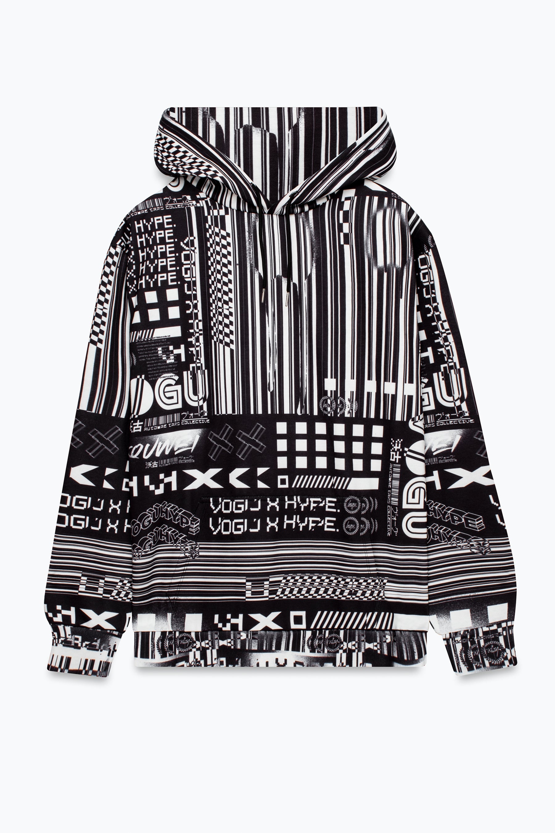 hype x vogu adults unisex mono aop barcode hoodie