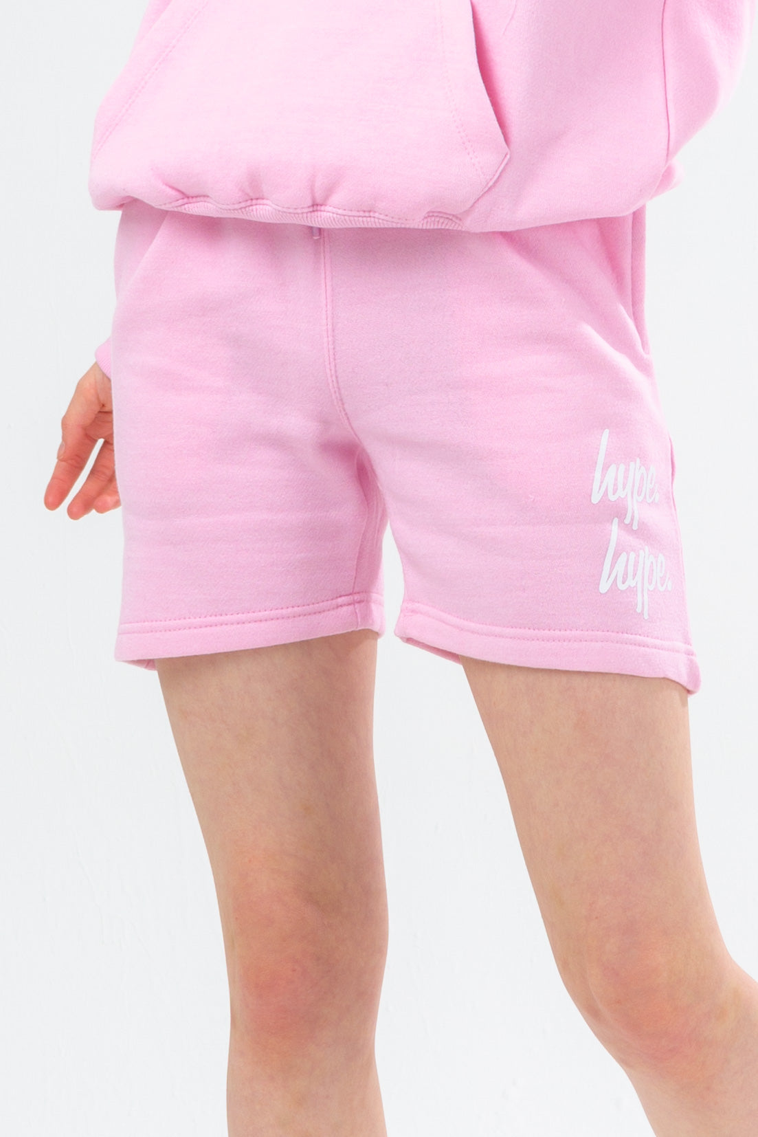 hype pink double logo script girls shorts