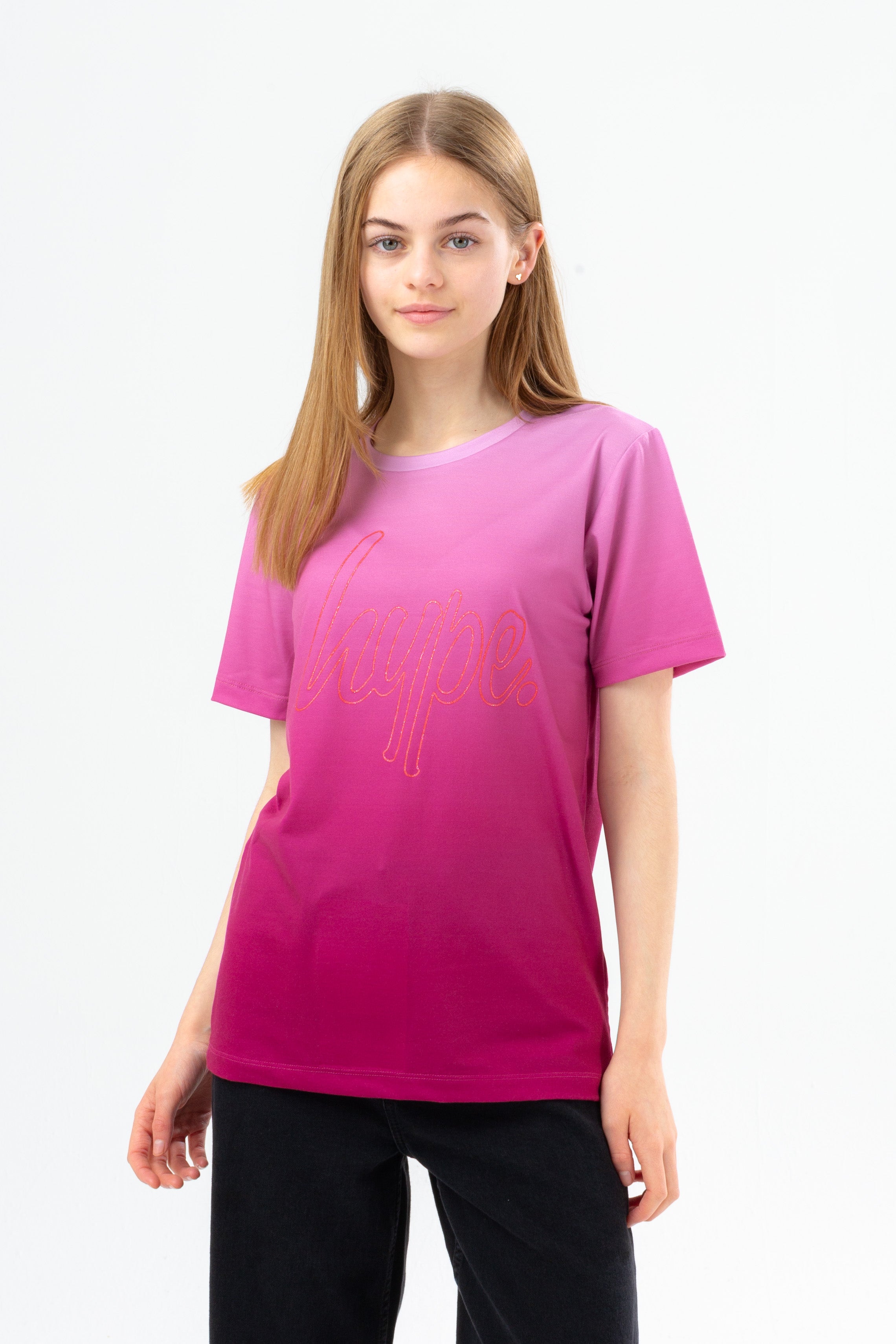 hype girls pink fade glitter t-shirt