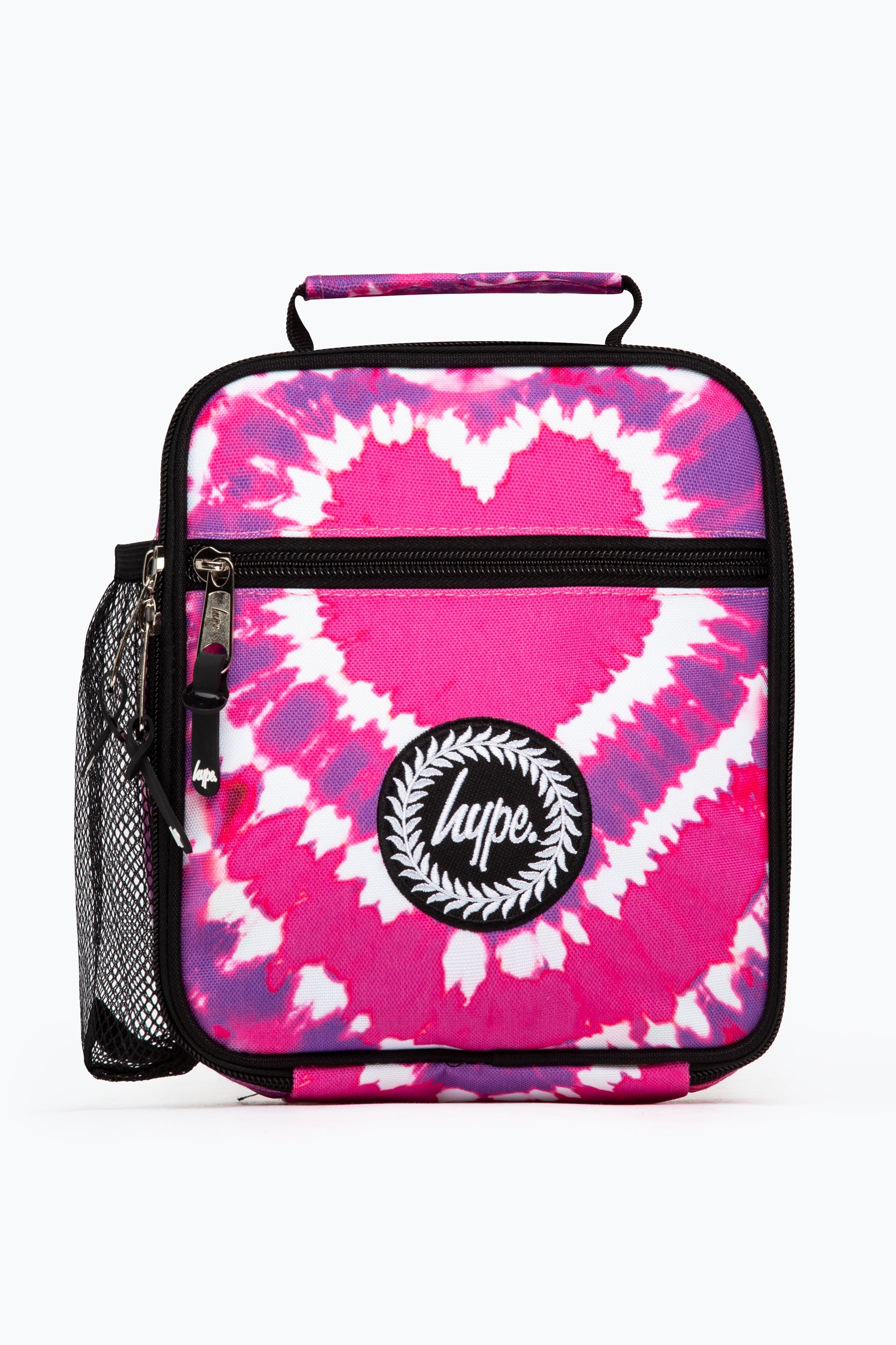 hype pink heart hippy tie dye lunchbox