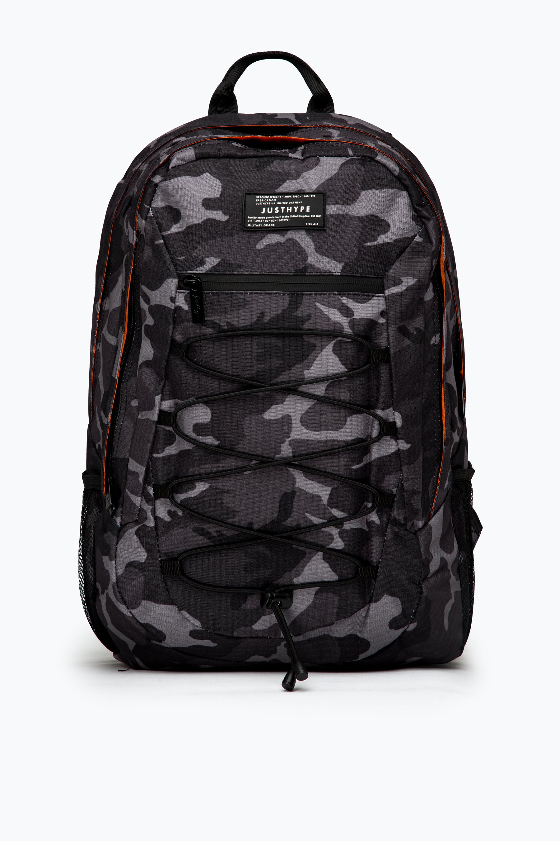 hype black & grey mono camo maxi backpack