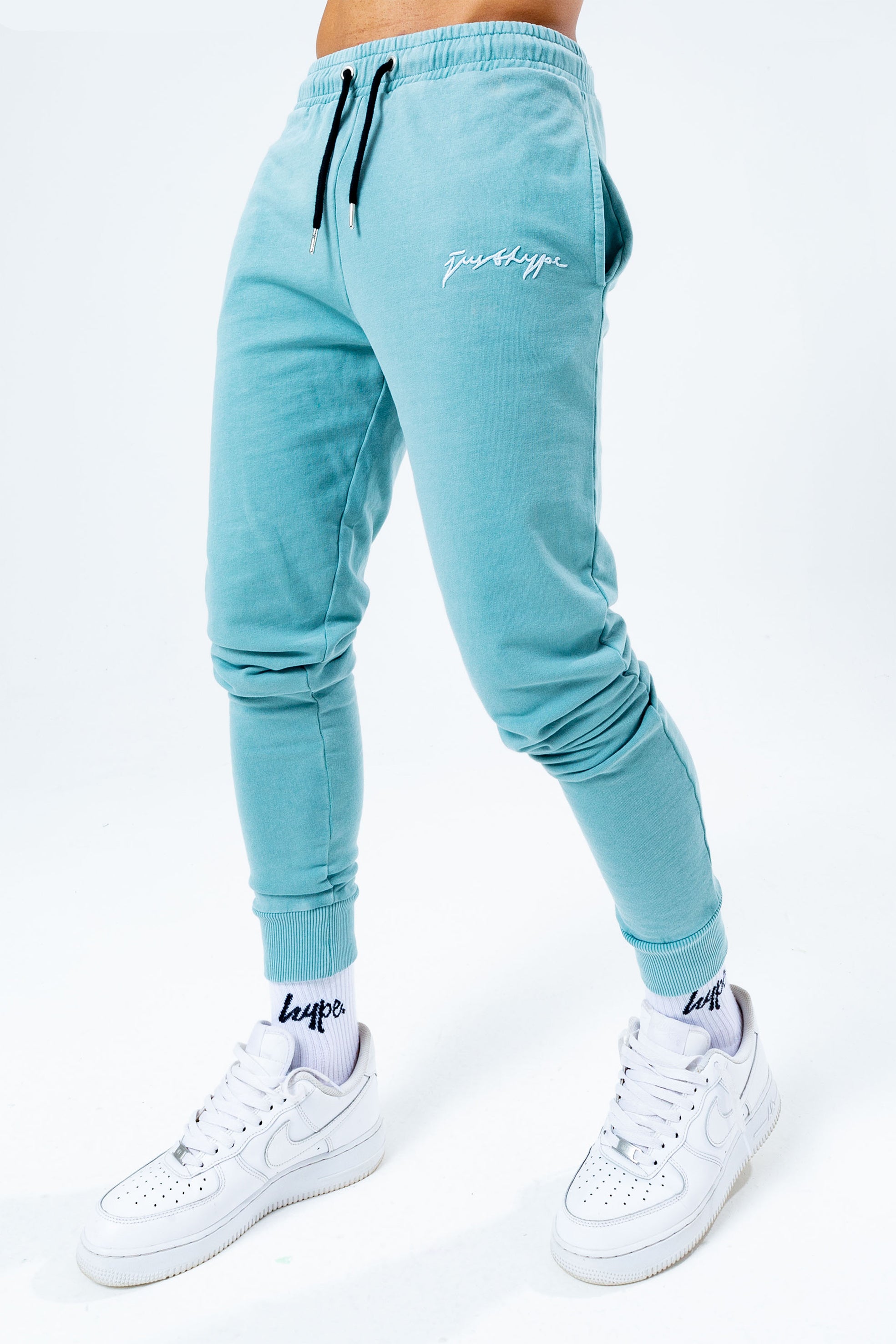 hype teal acid wash men’s joggers