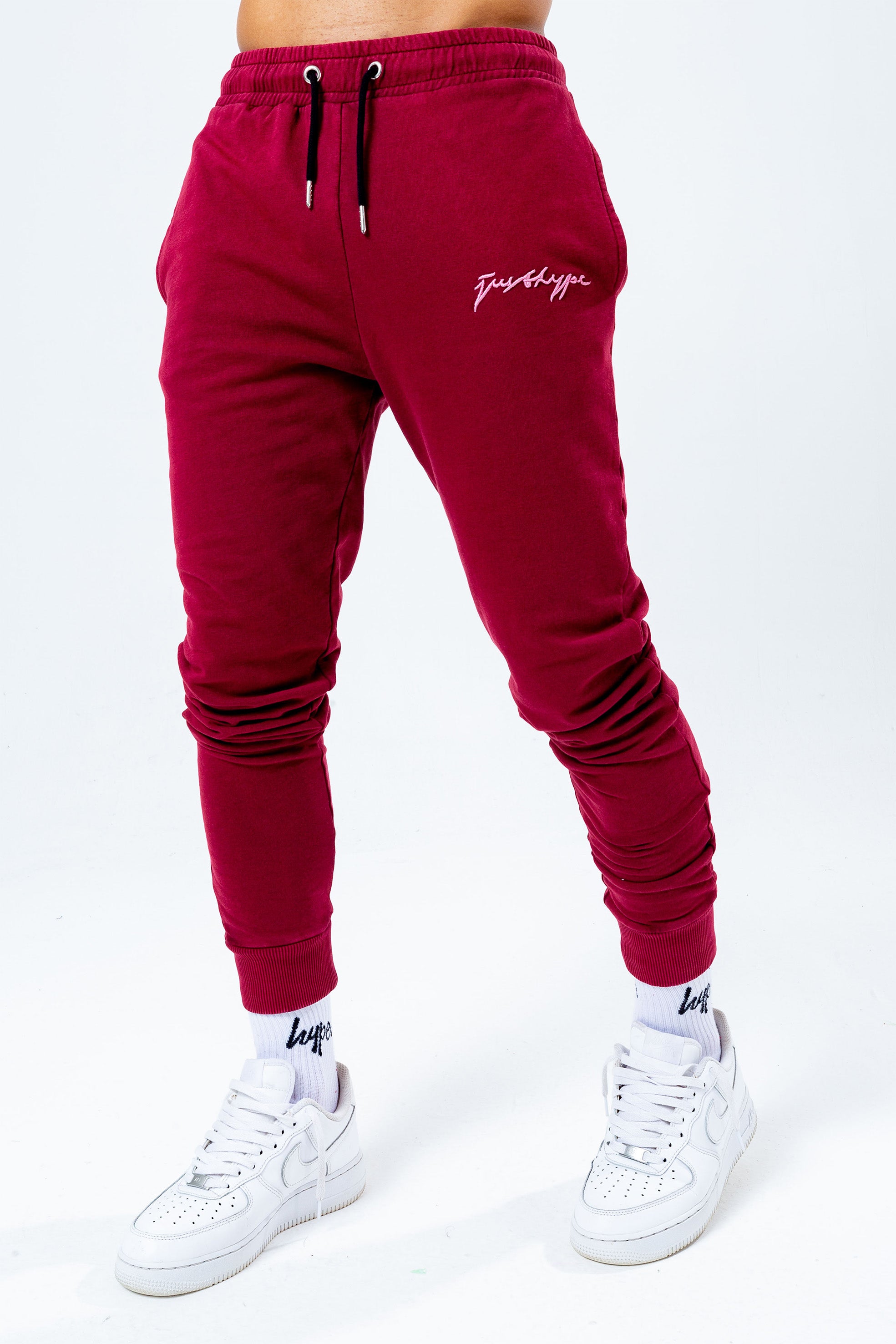 hype burgundy acid wash men’s joggers