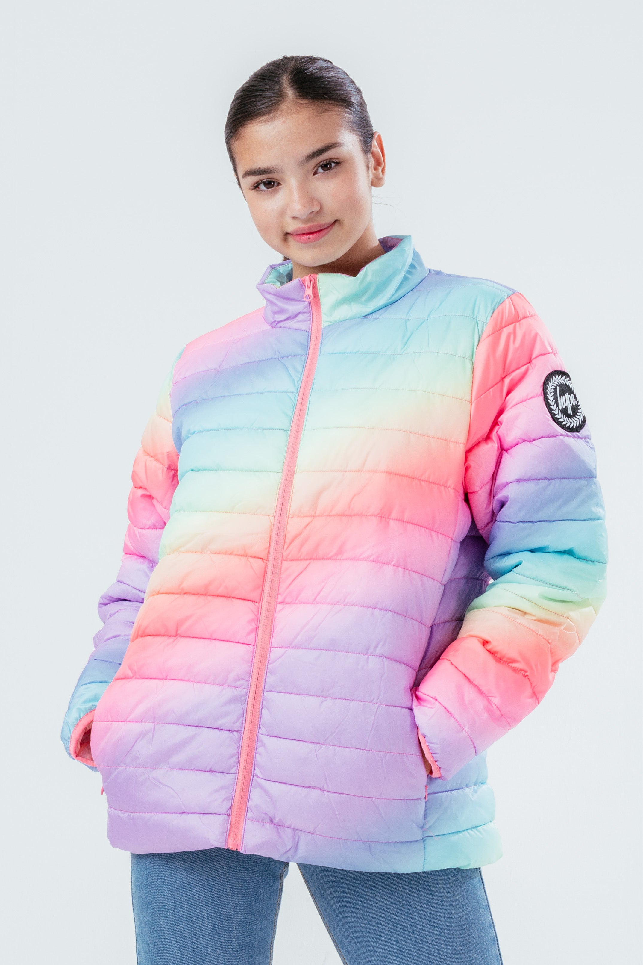 hype rainbow girls puffer jacket