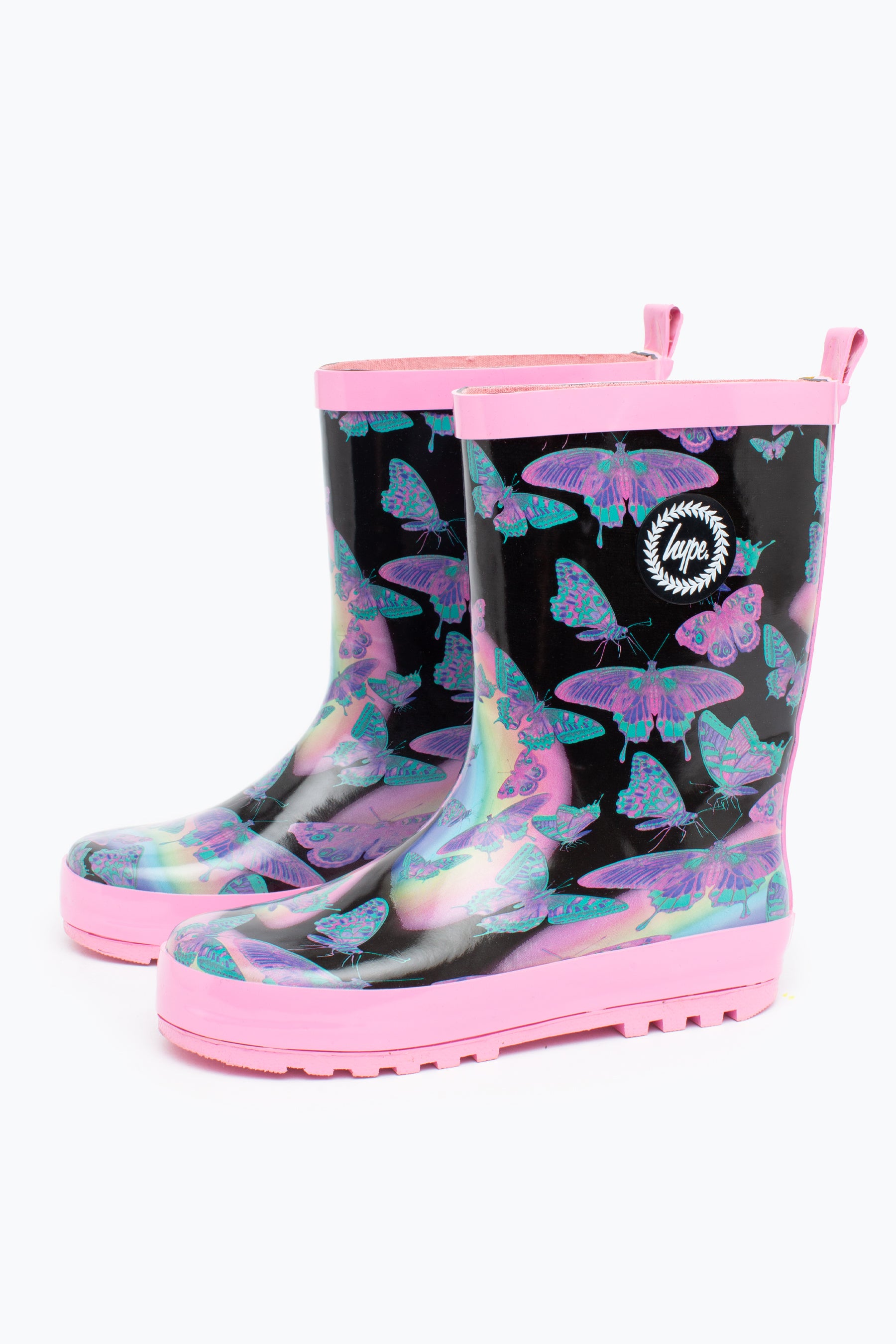 hype girls pink butterfly glow wellies