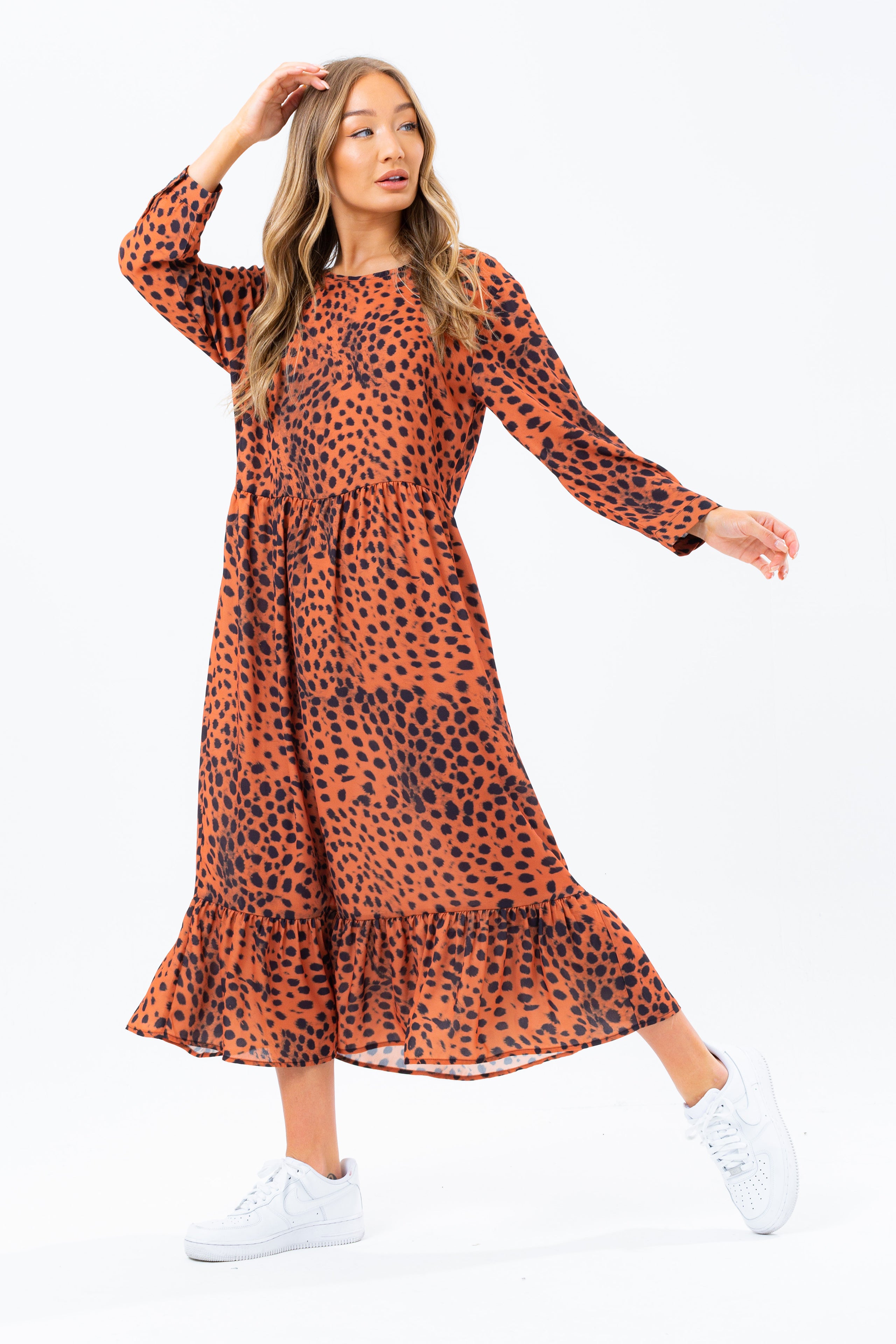 hype bronze dalmatian women’s omorose dress