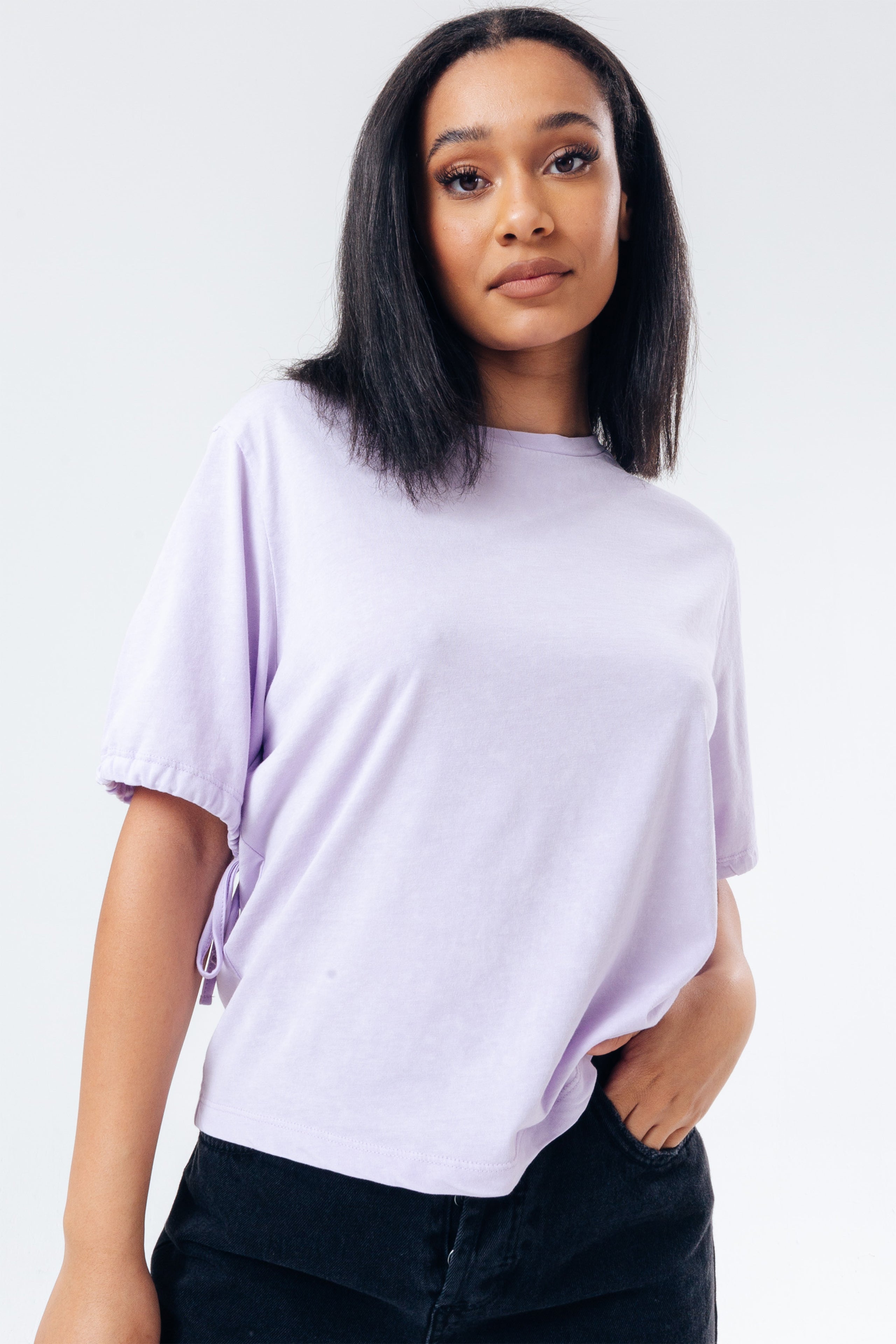 hype lilac vintage women’s tie sleeve t-shirt