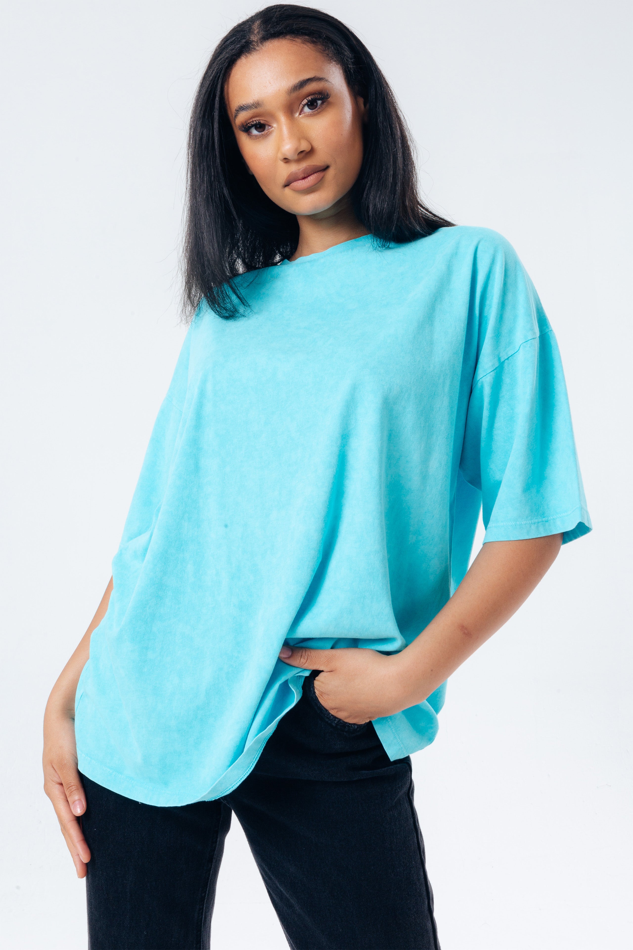 hype teal vintage women’s boxy fit t-shirt