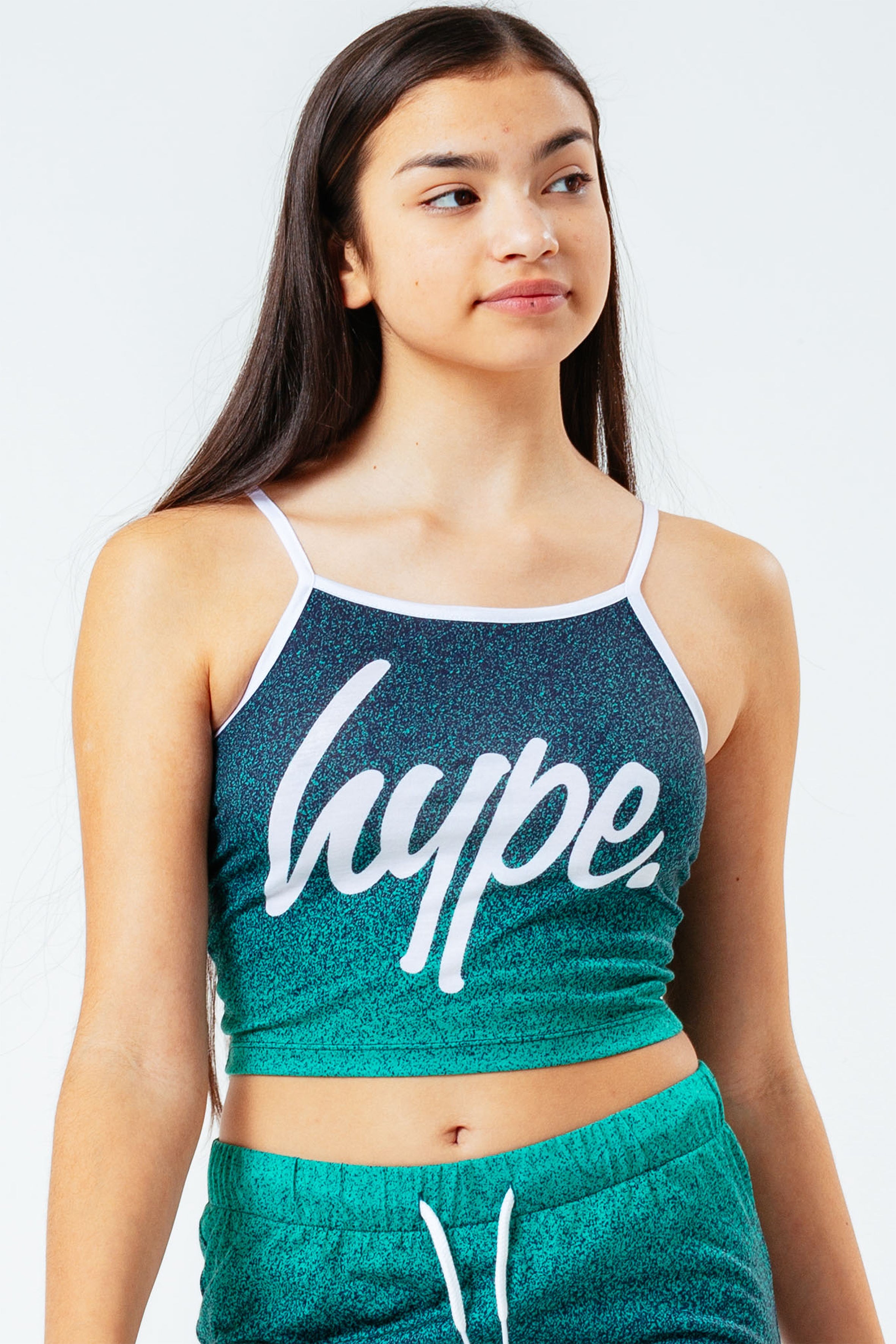 hype teal speckle fade girls cami top