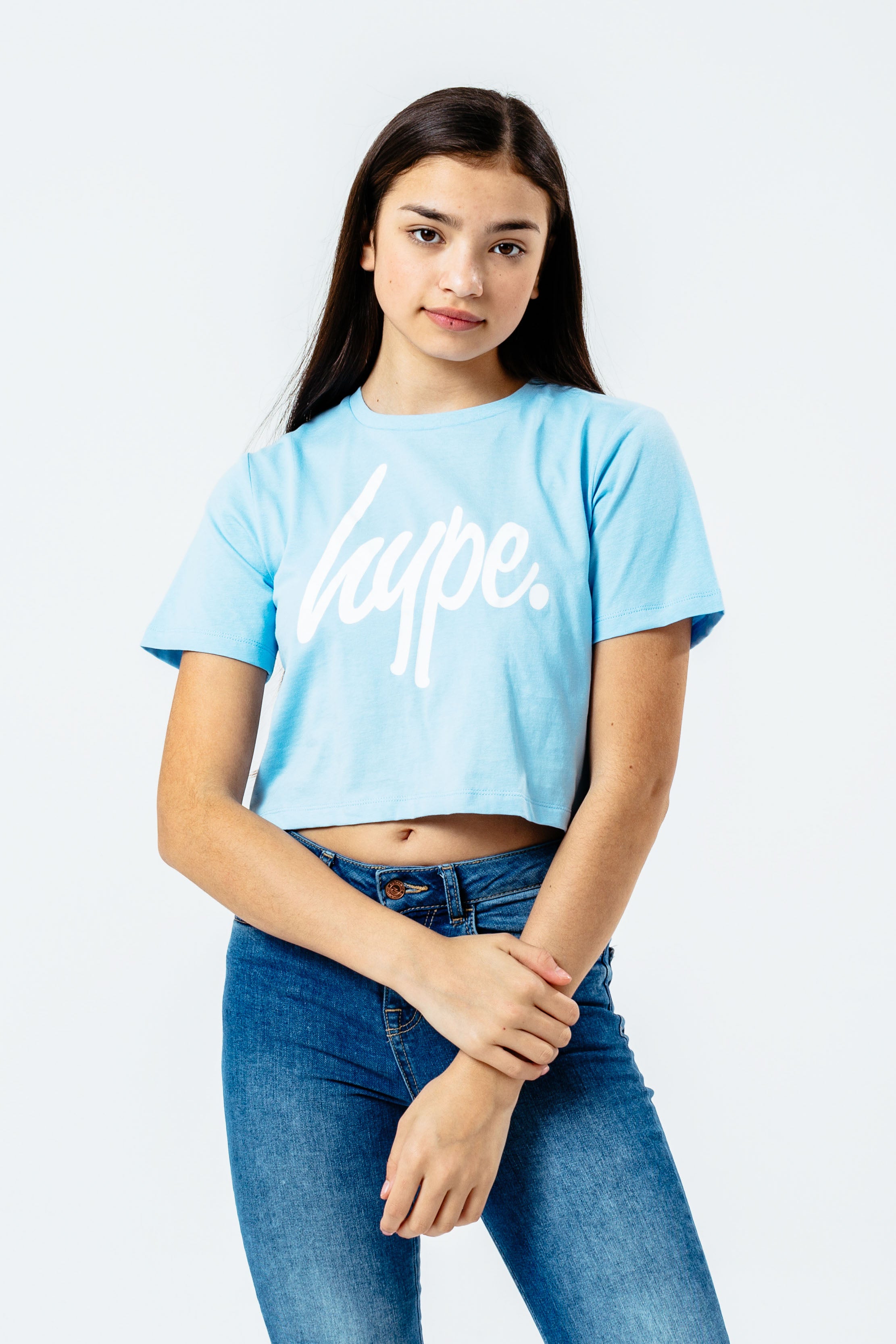 hype baby blue girls crop t-shirt