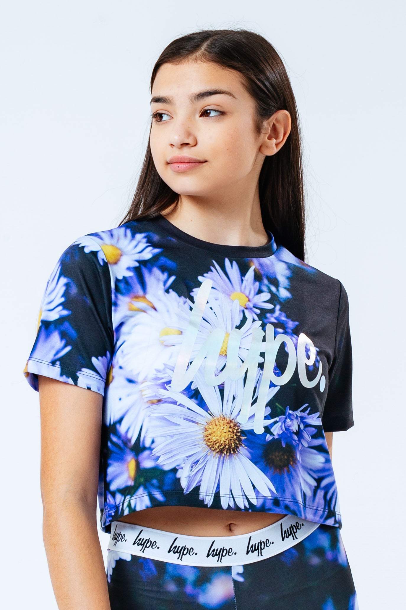 hype purple daisy girls crop t-shirt