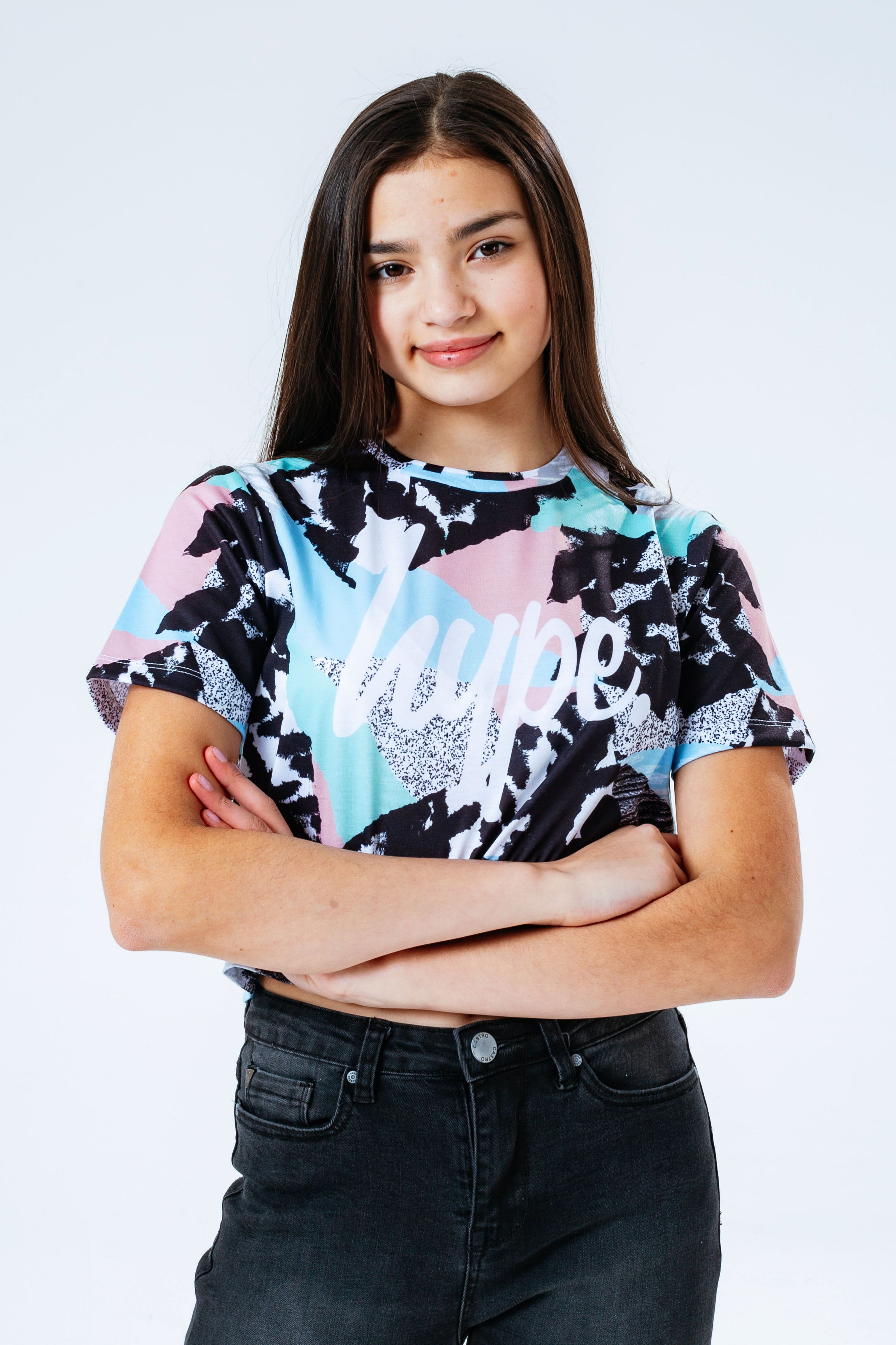 hype pastel abstract girls crop t-shirt