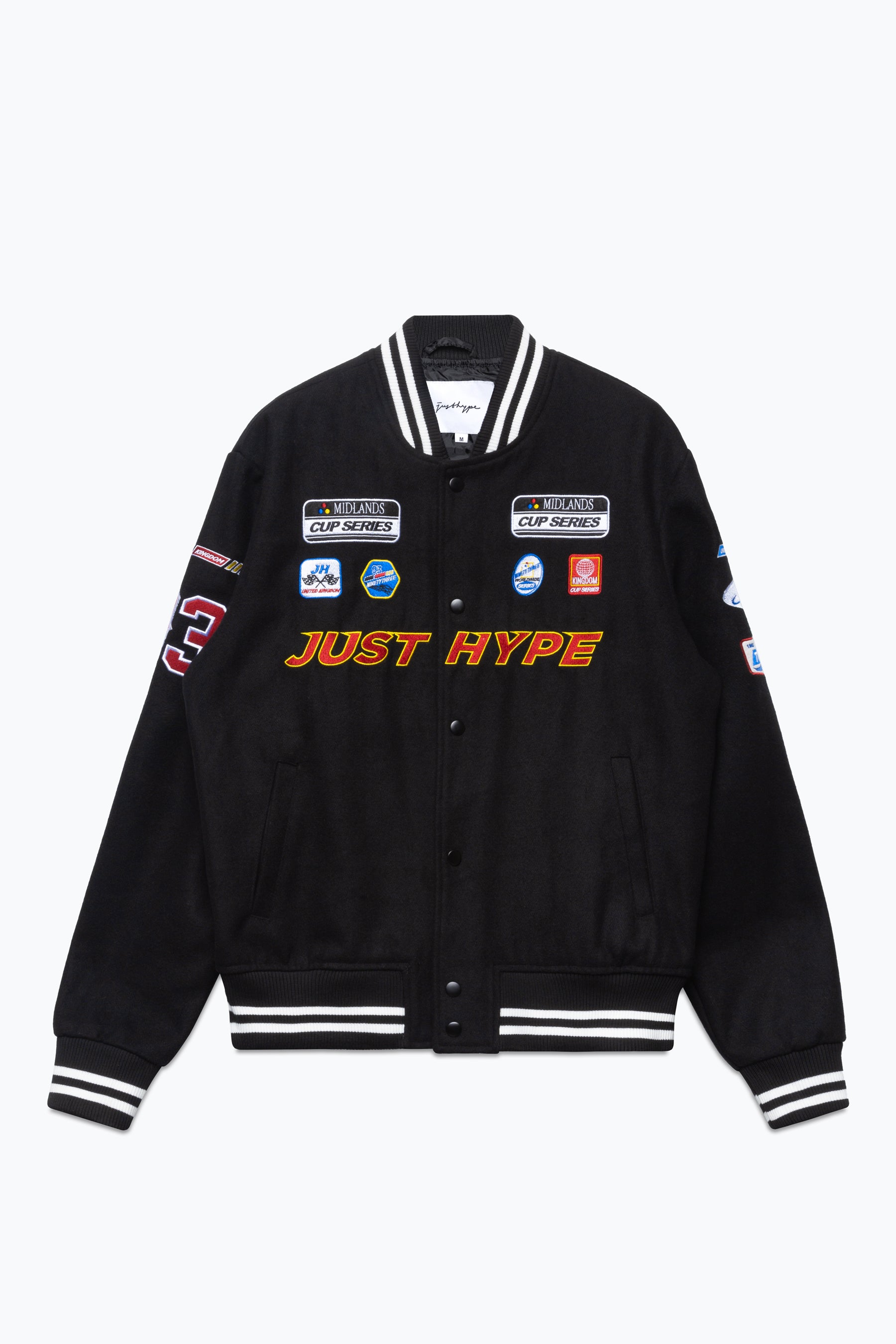 hype mens black jh racer badge jacket