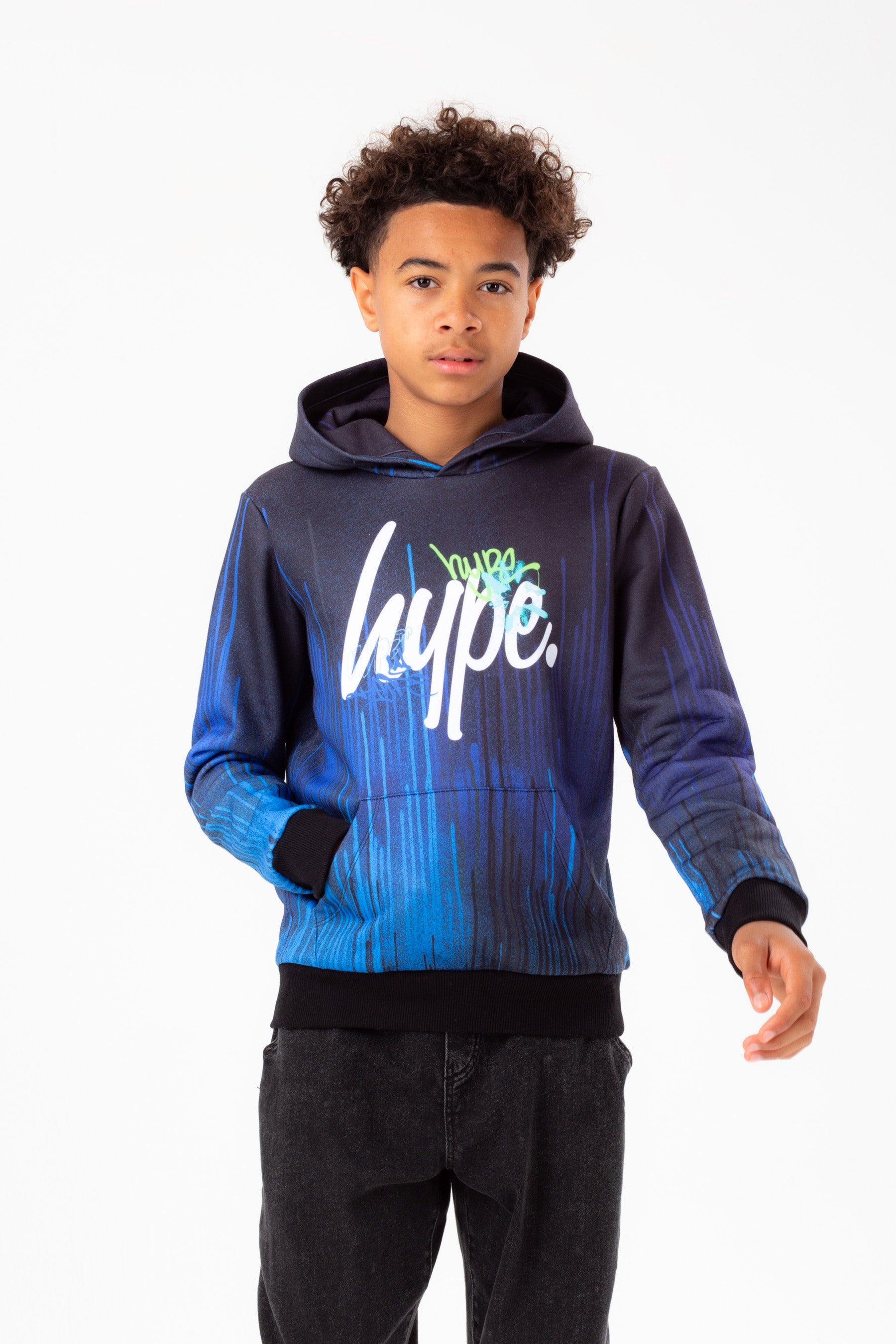 hype boys blue drips hype graffiti script hoodie