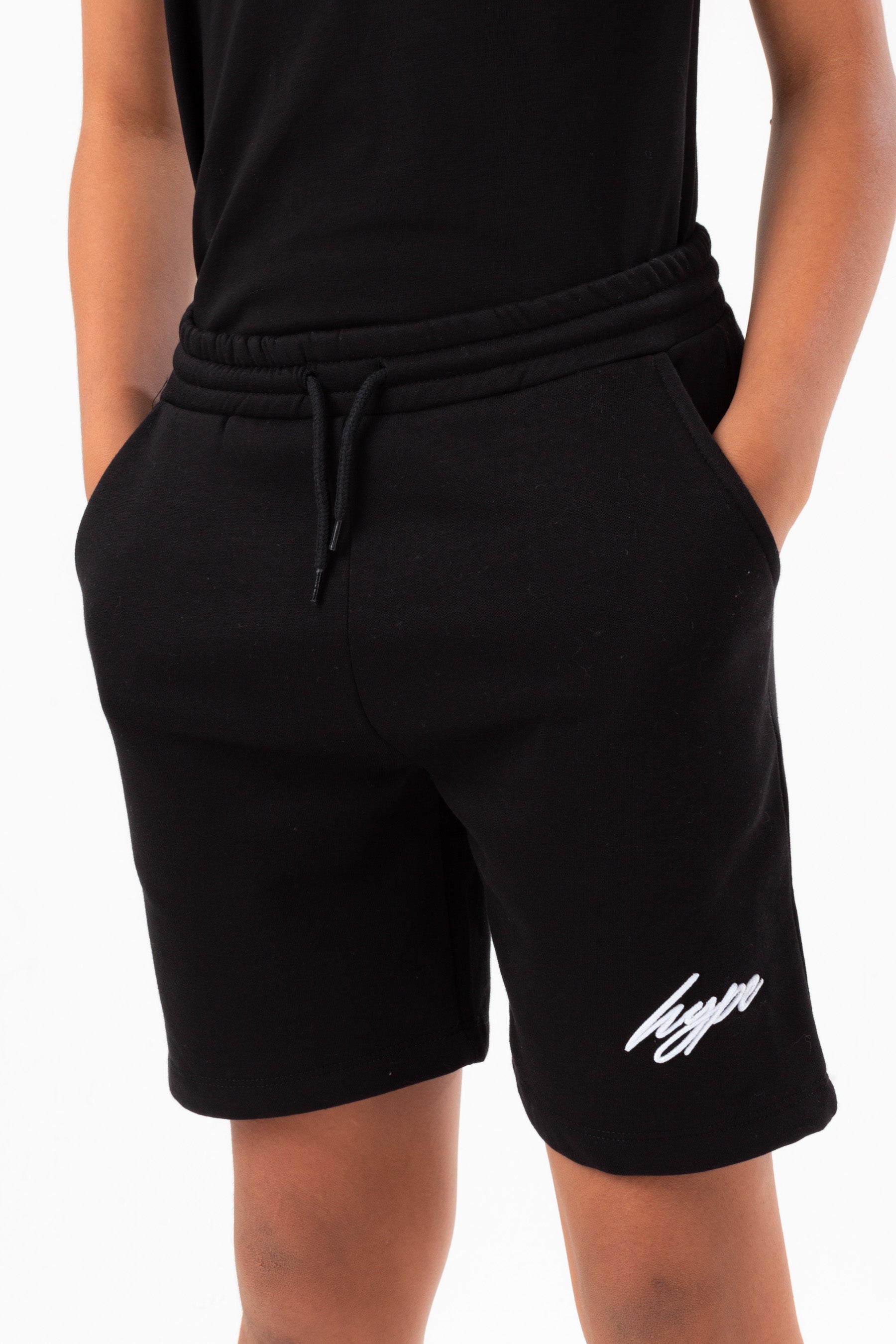 hype boys black scribble embroidered shorts