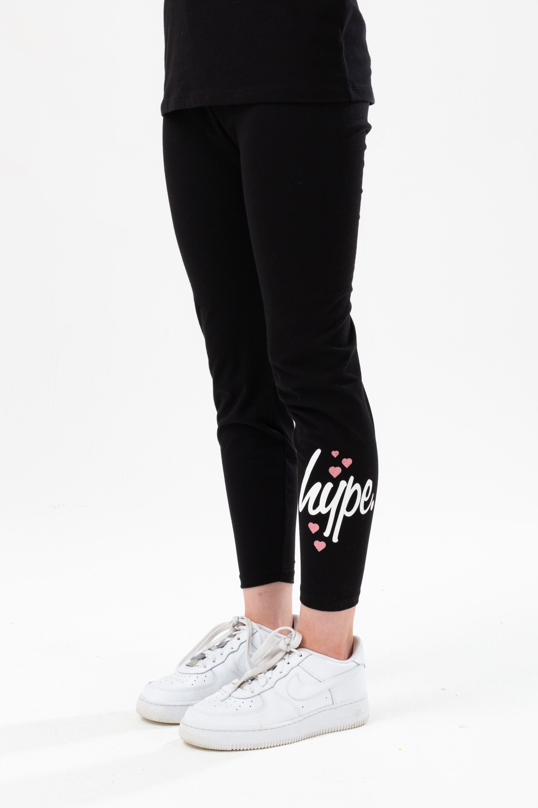 hype girls black heart hype leggings