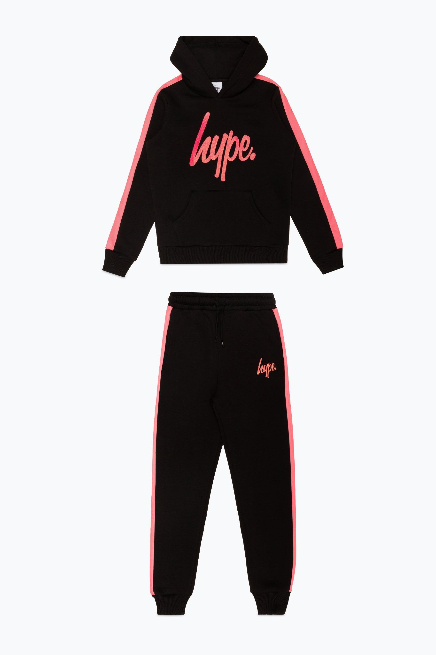 hype girls black pink panel script tracksuit