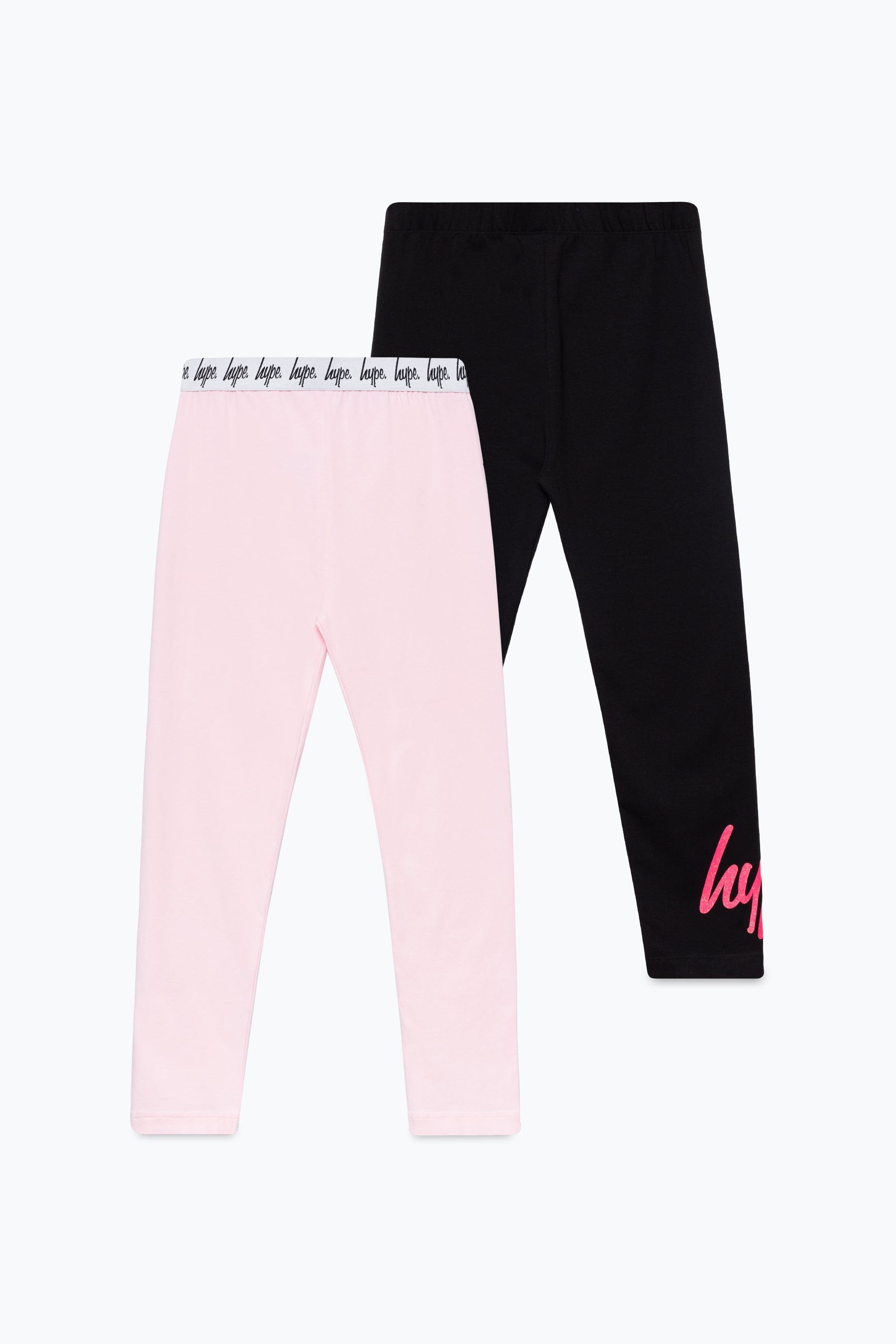 hype girls black pink script 2 pack leggings
