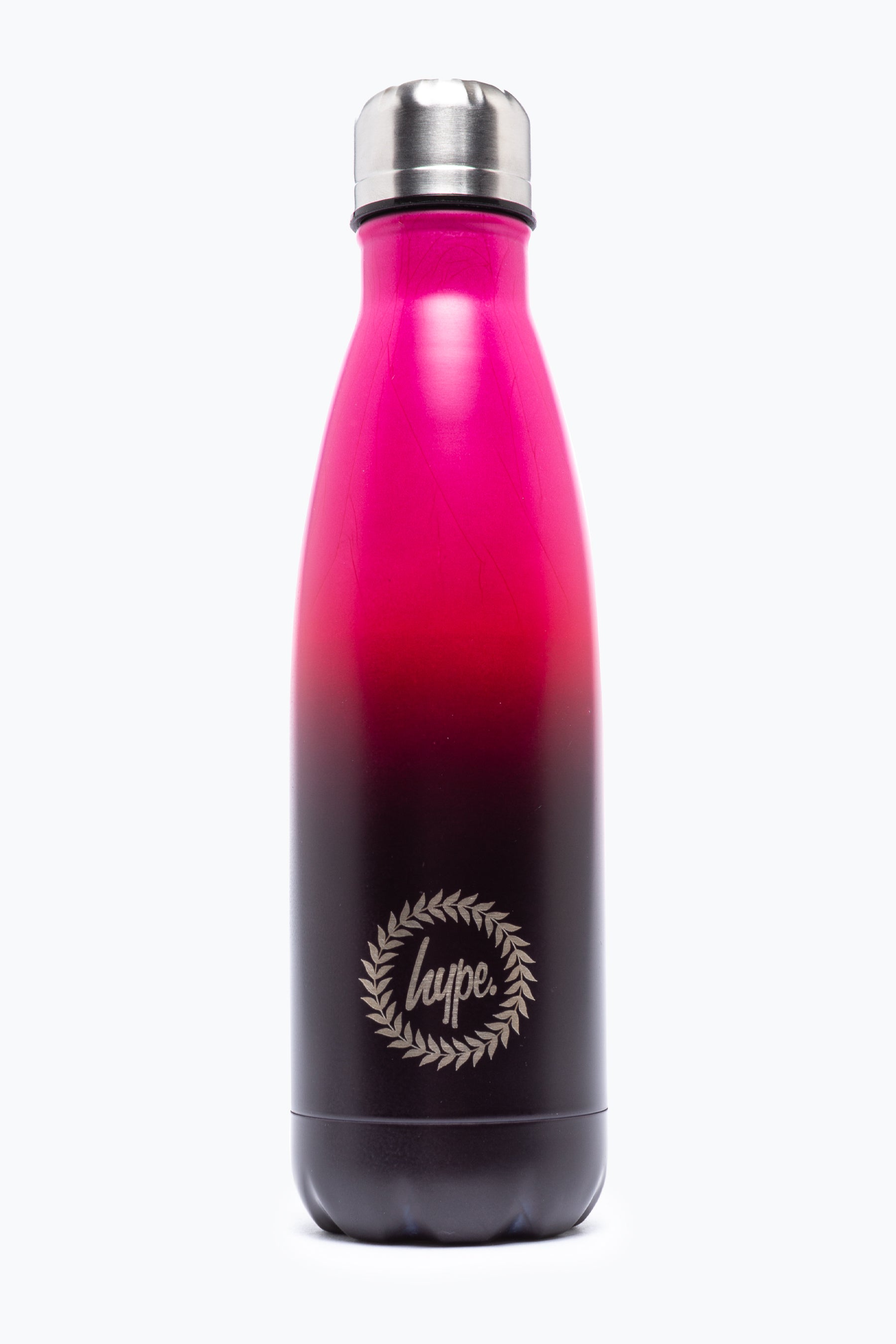 hype unisex pink black fade crest water bottle