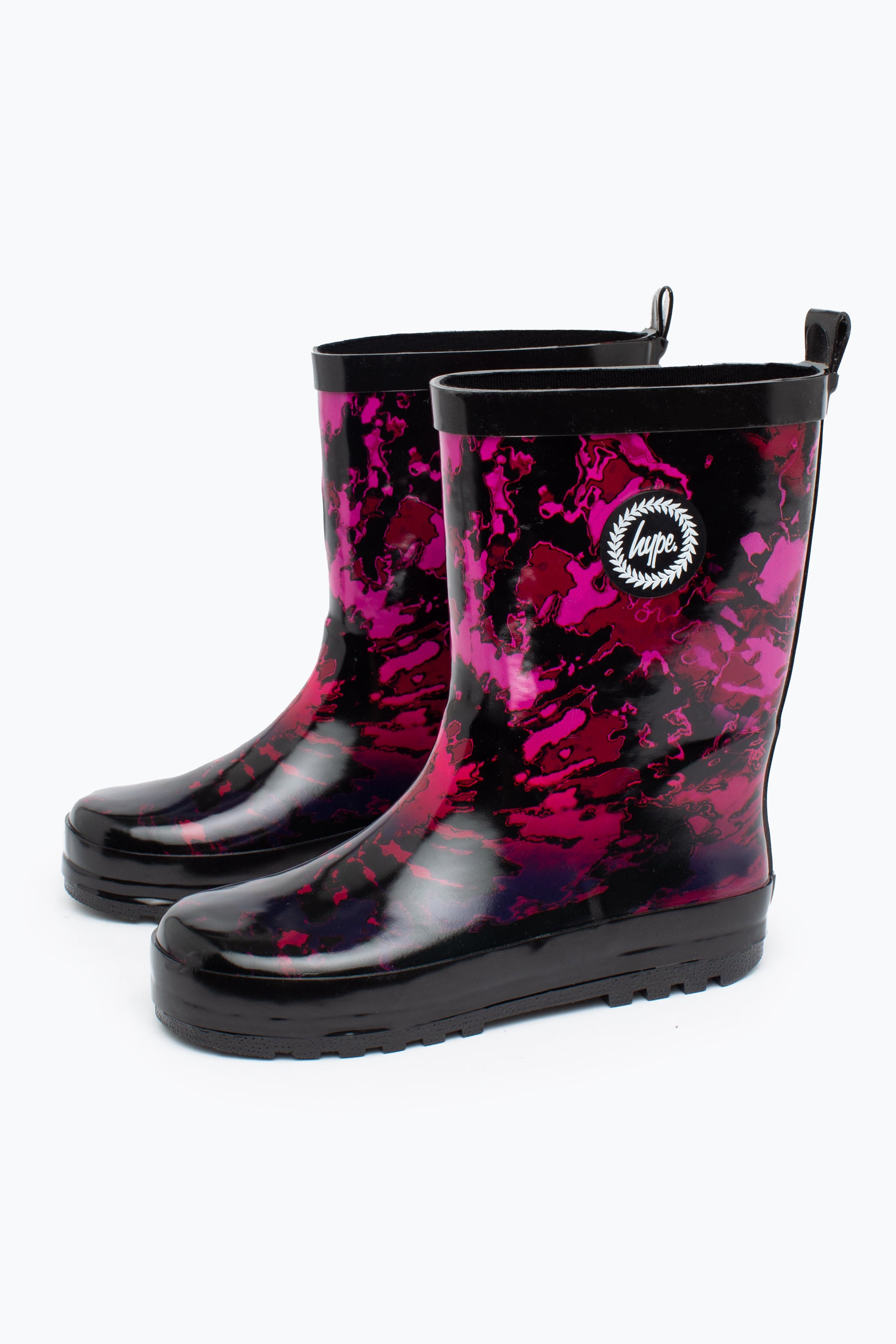 hype kids unisex pink fade tie dye crest wellies