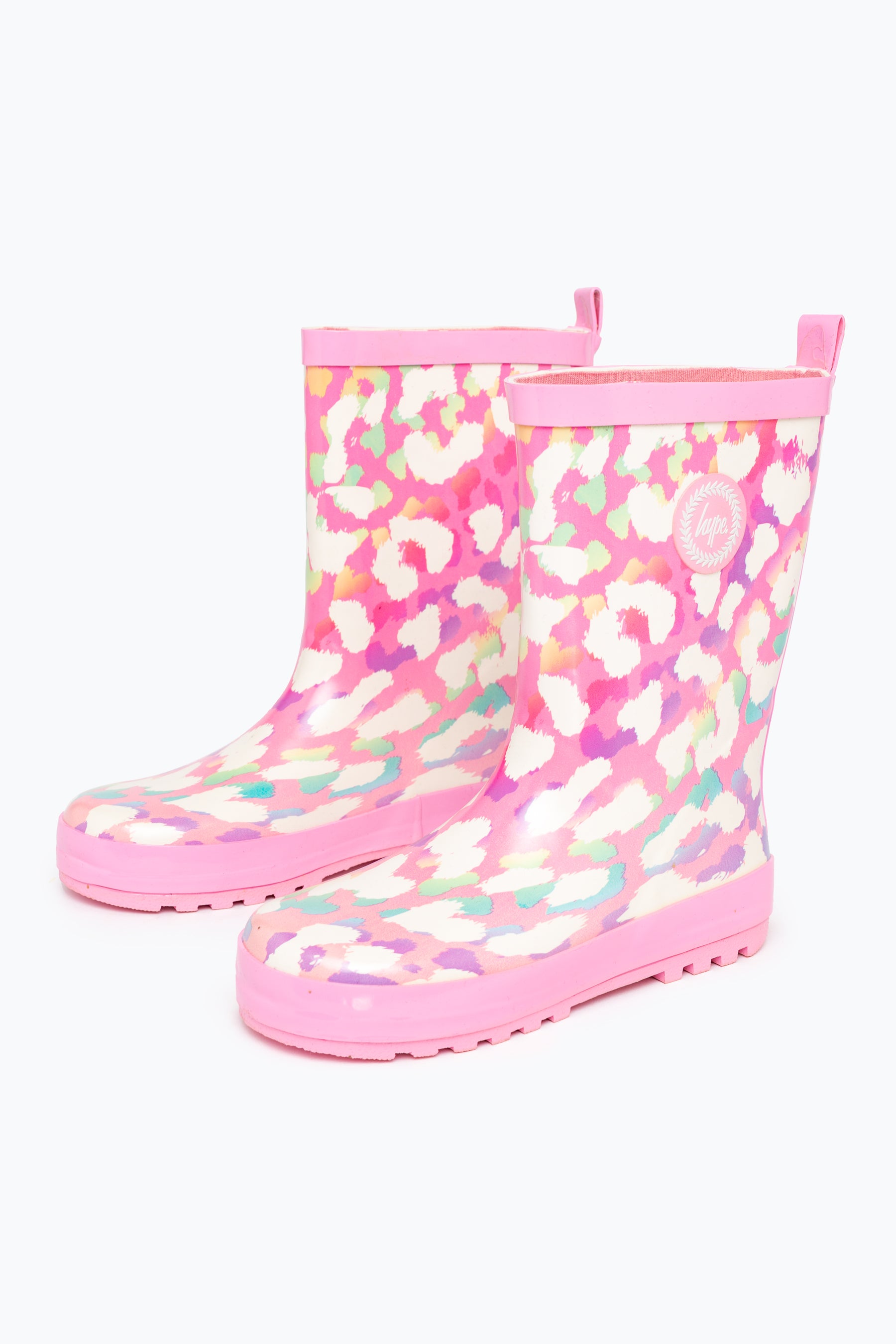 hype kids unisex rainbow leopard crest wellies