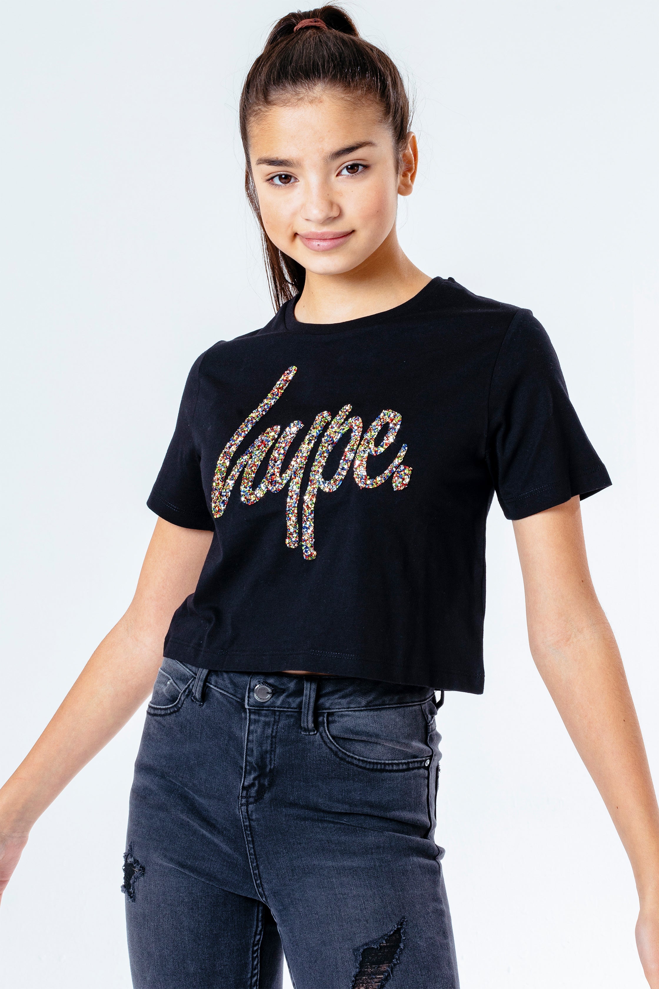 hype glitter script girls crop t-shirt