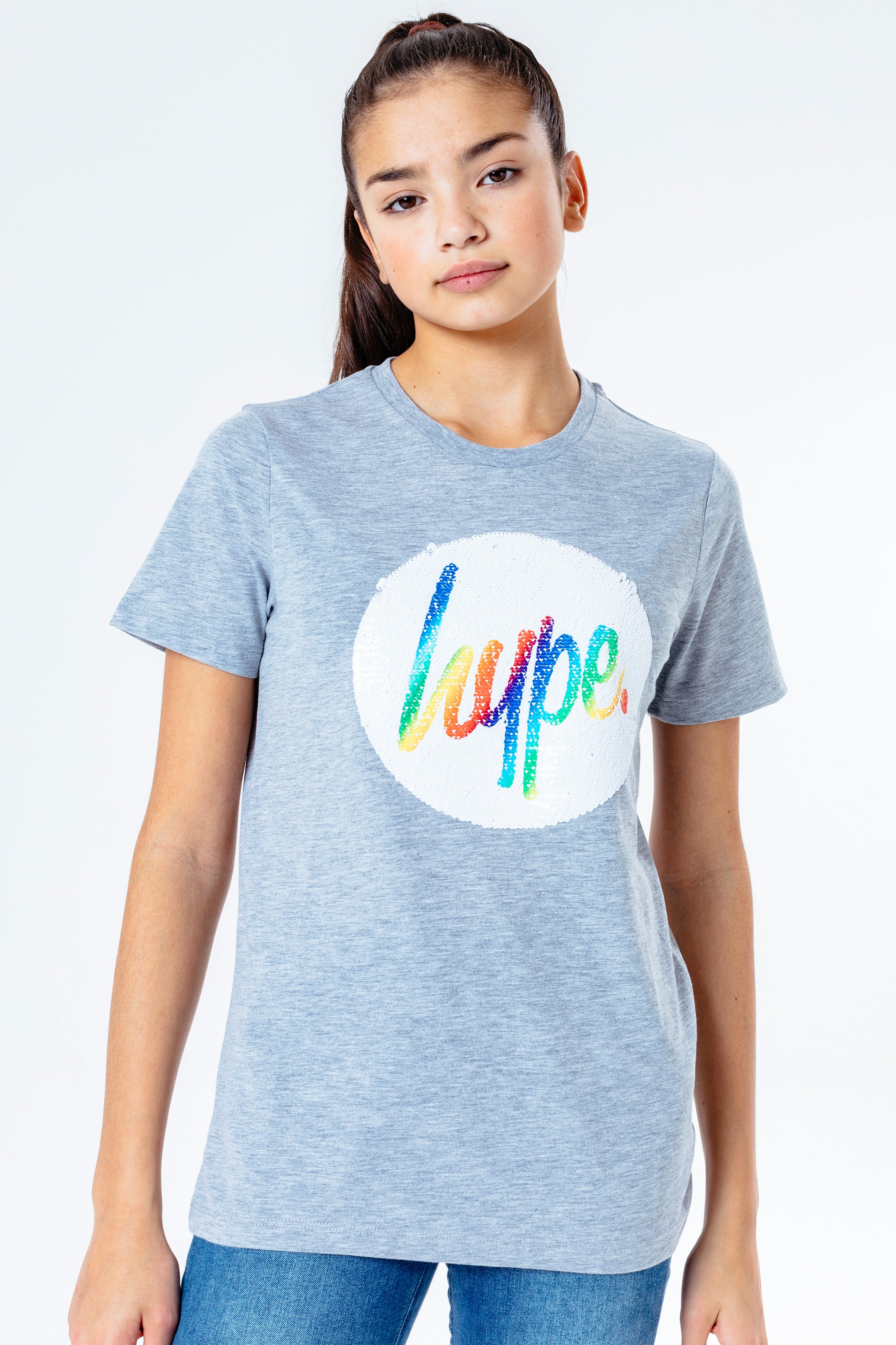 hype rainbow sequin girls t-shirt