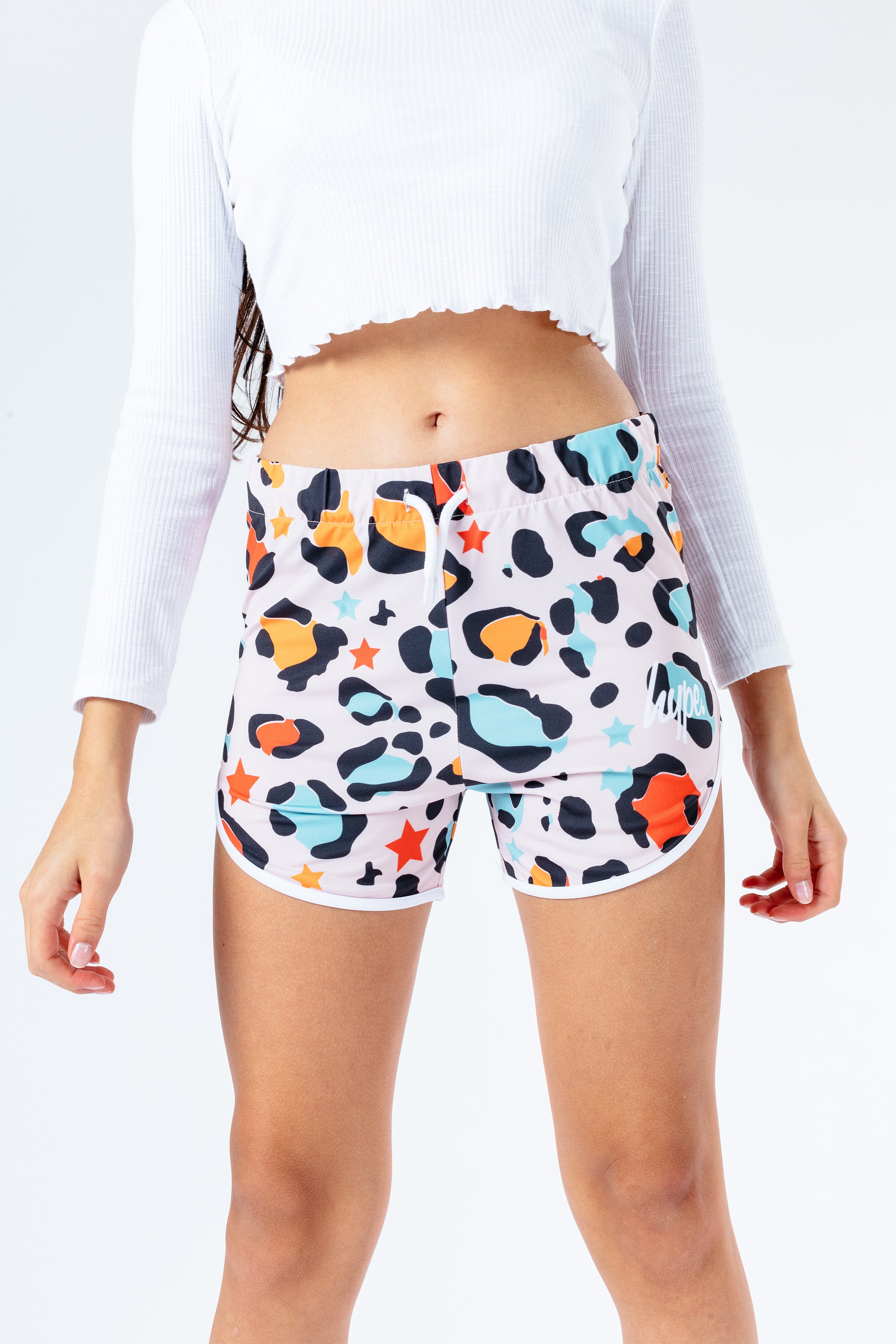 hype star leopard girls runner shorts