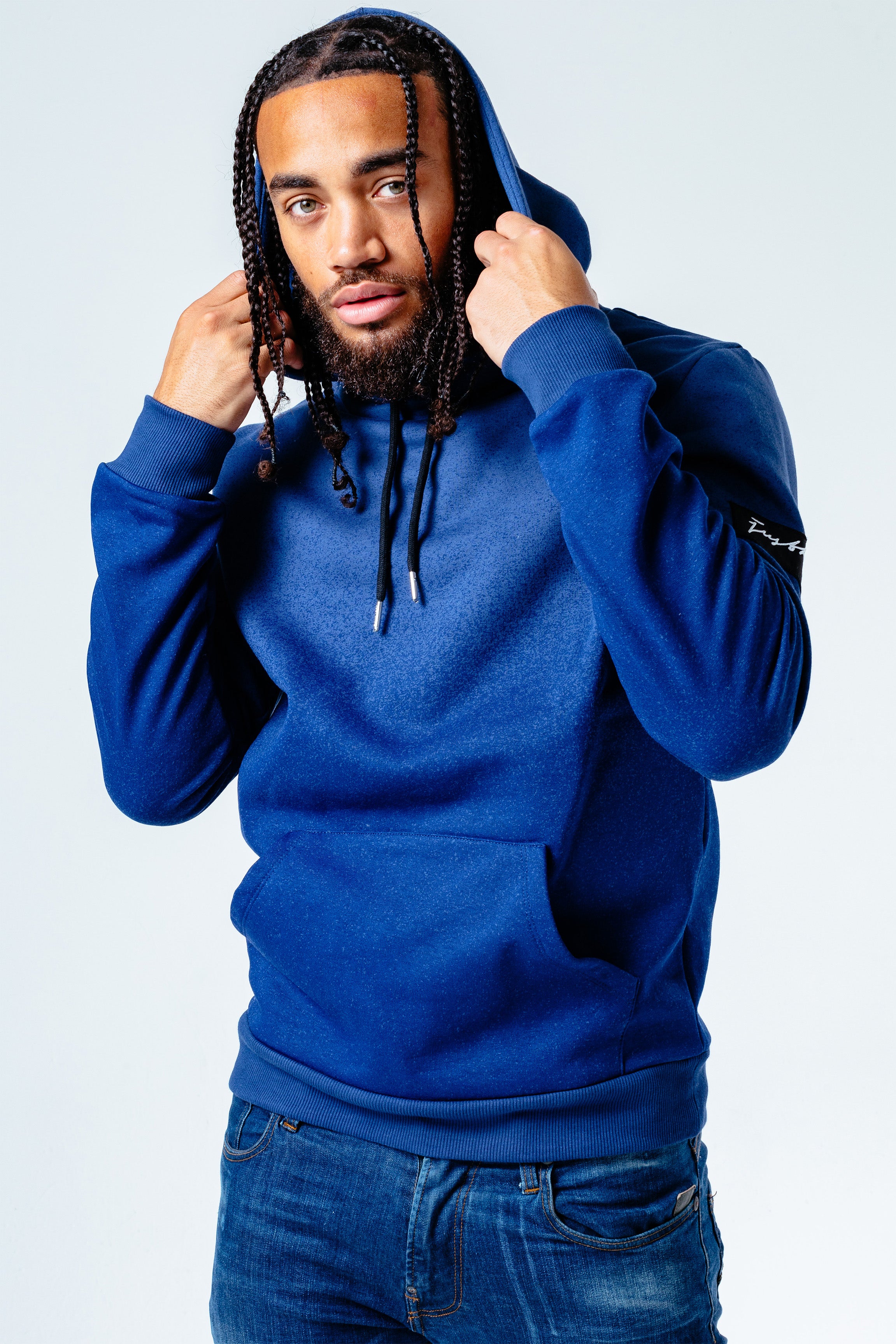 HYPE NAVY SPECKLE FADE MEN'S PULLOVER HOODIE