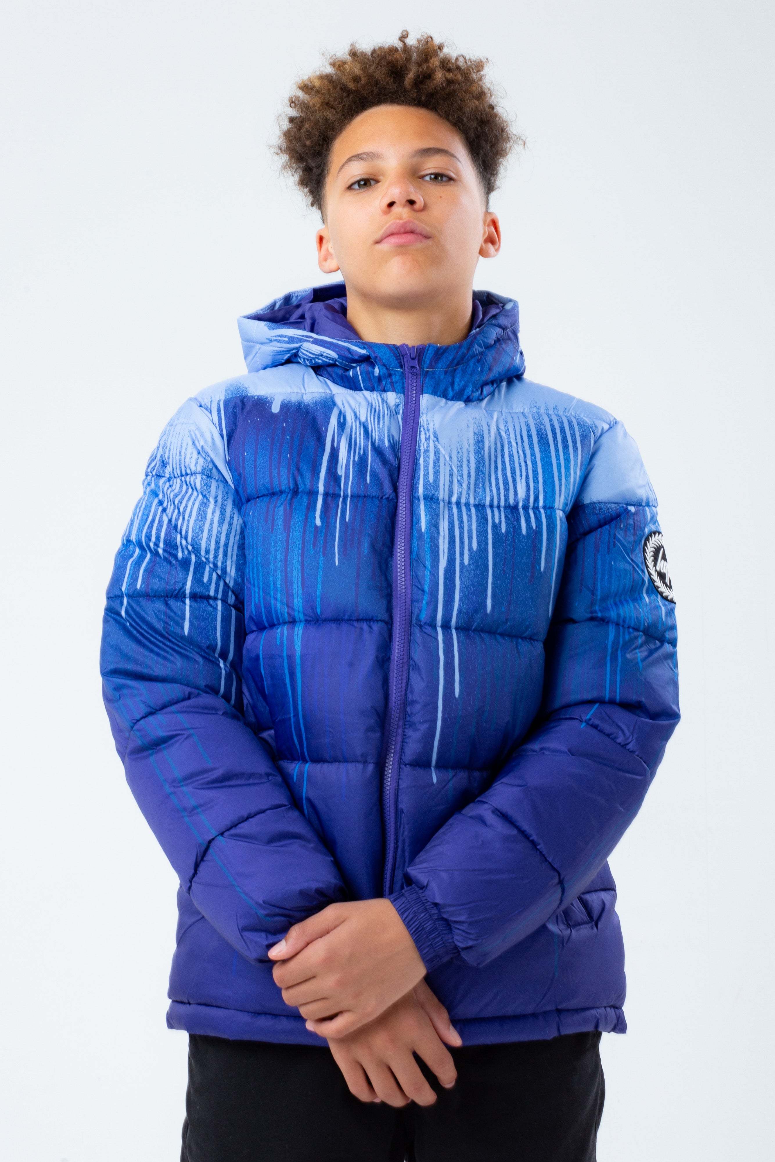 hype blue drips boys puffer jacket