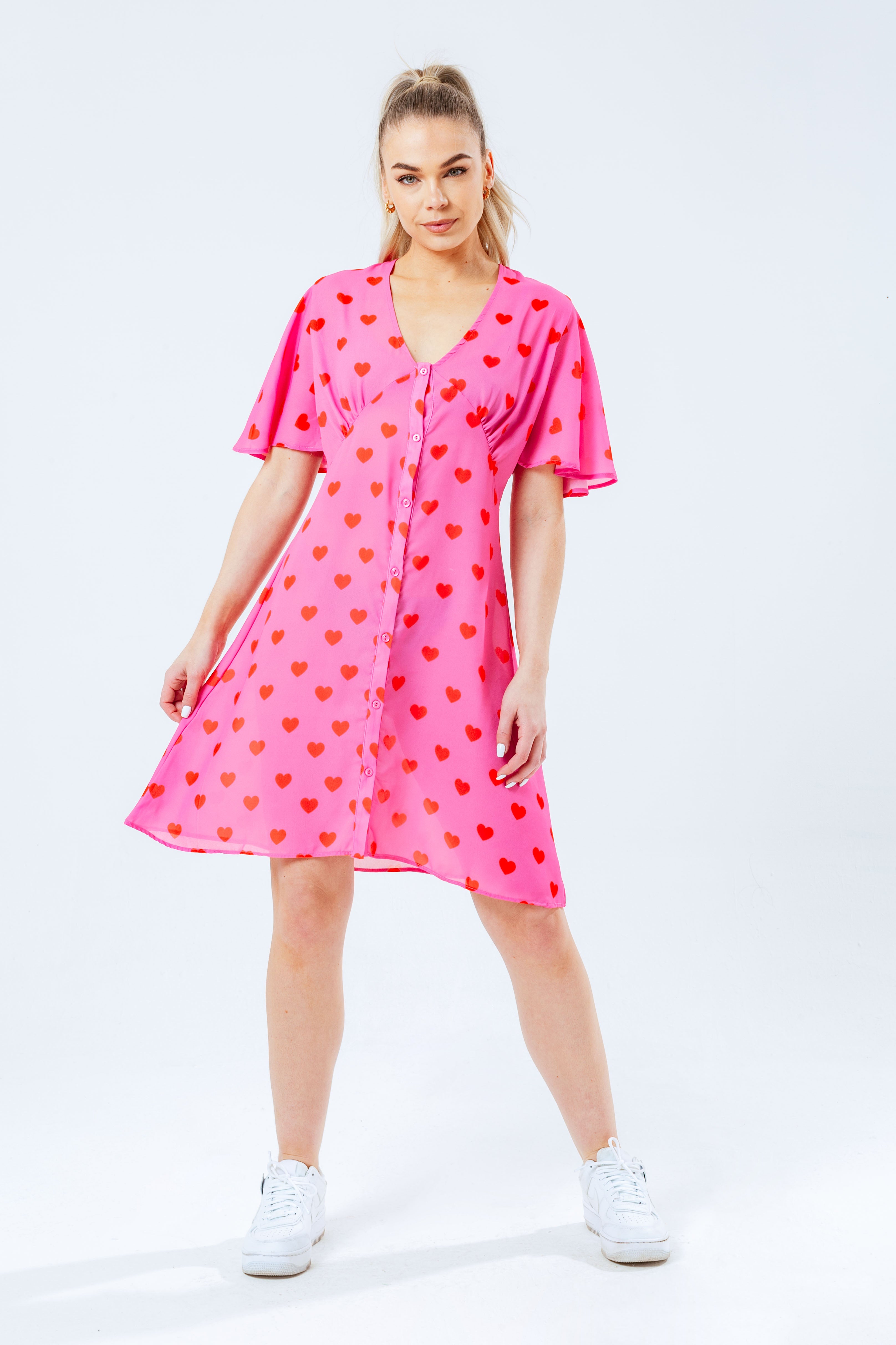 pink heart women dress