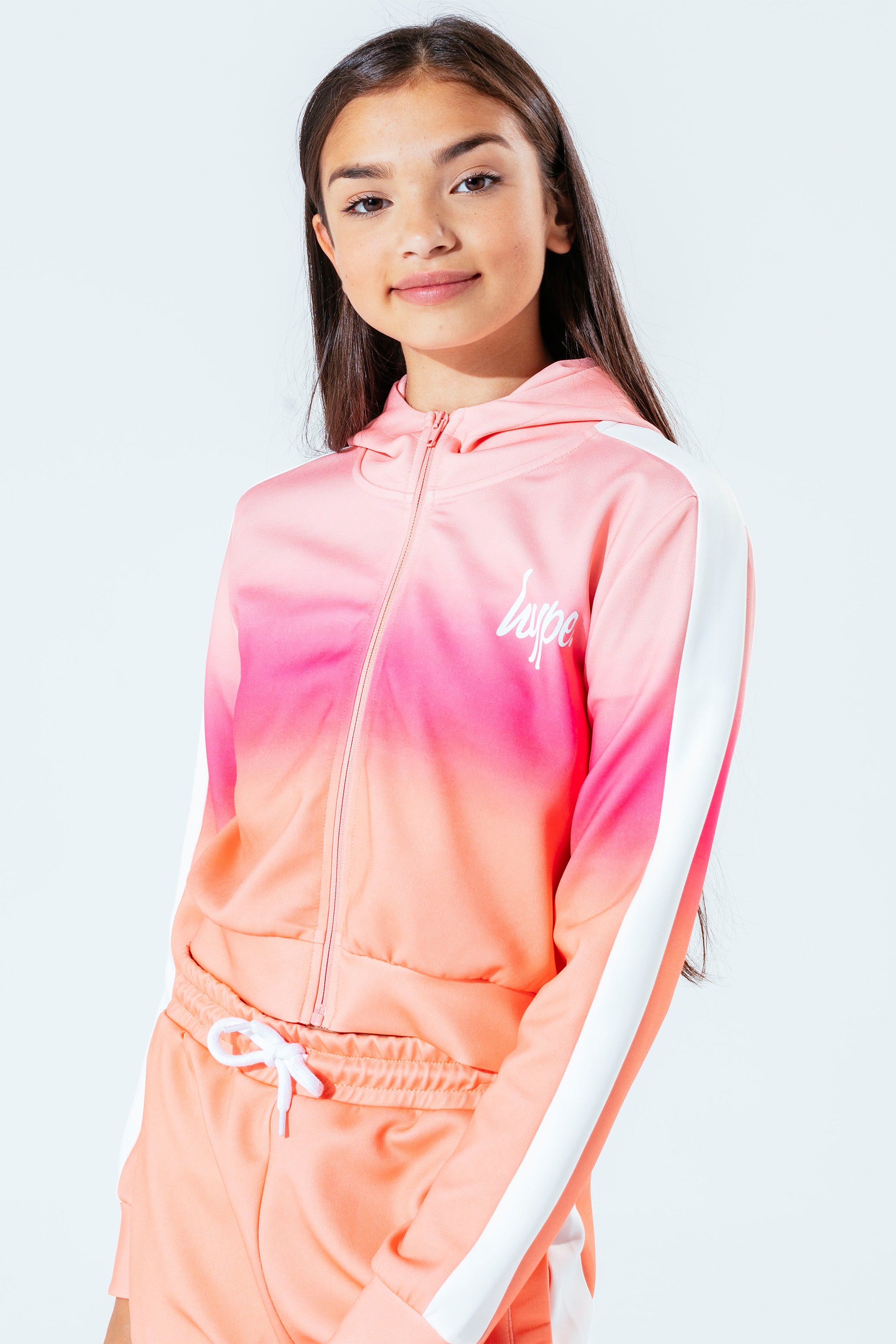 hype peach fade girls crop zip hoodie