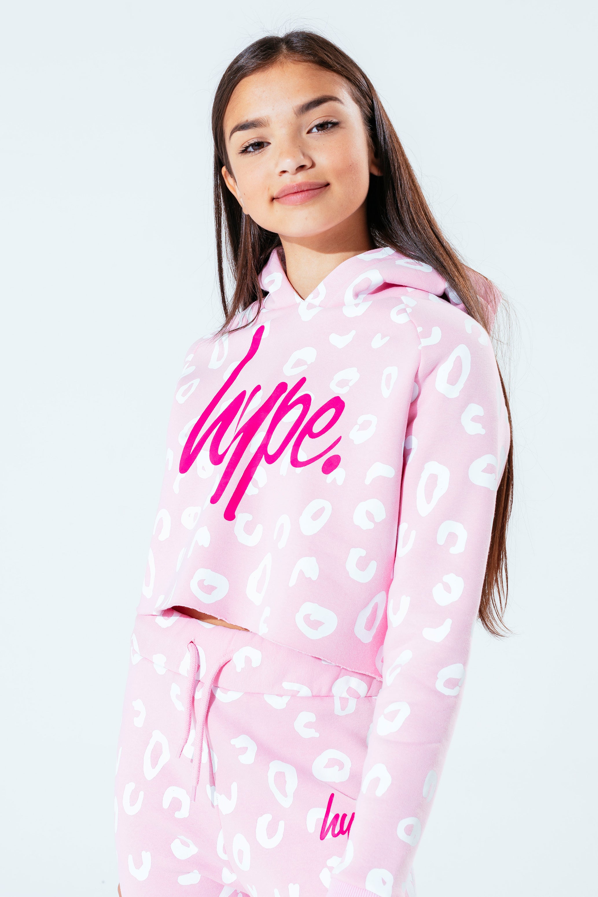 hype pink spots girls crop pullover hoodie